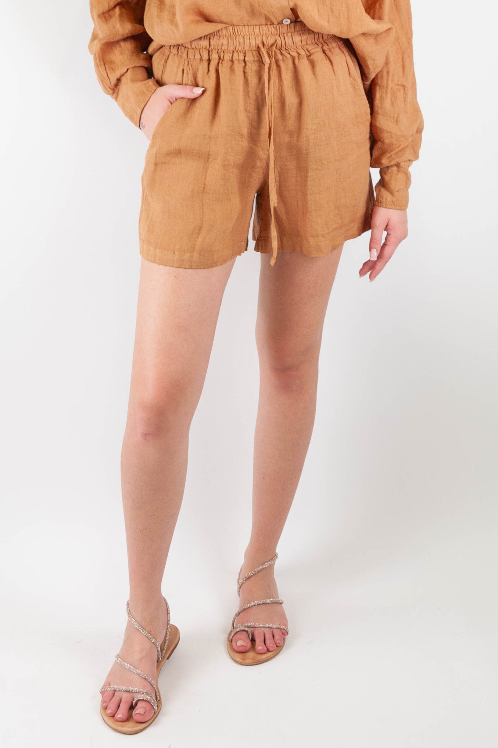 Tensione in - Shorts in puro lino con coulisse in taglia unica