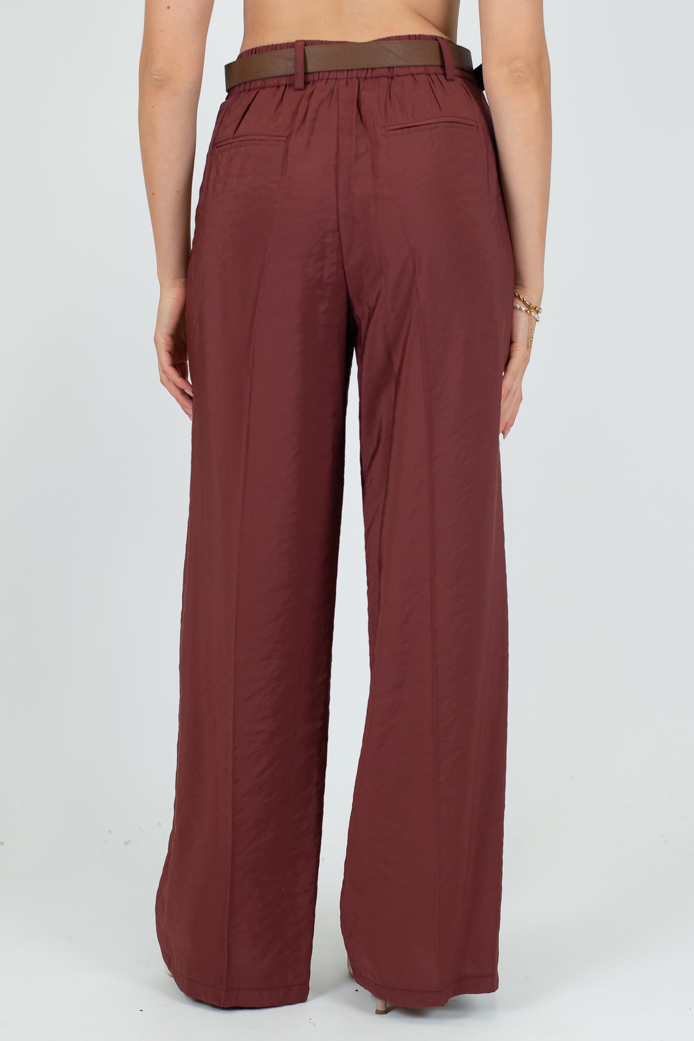 Haveone - Pantalone palazzo con elastico dietro e cintura