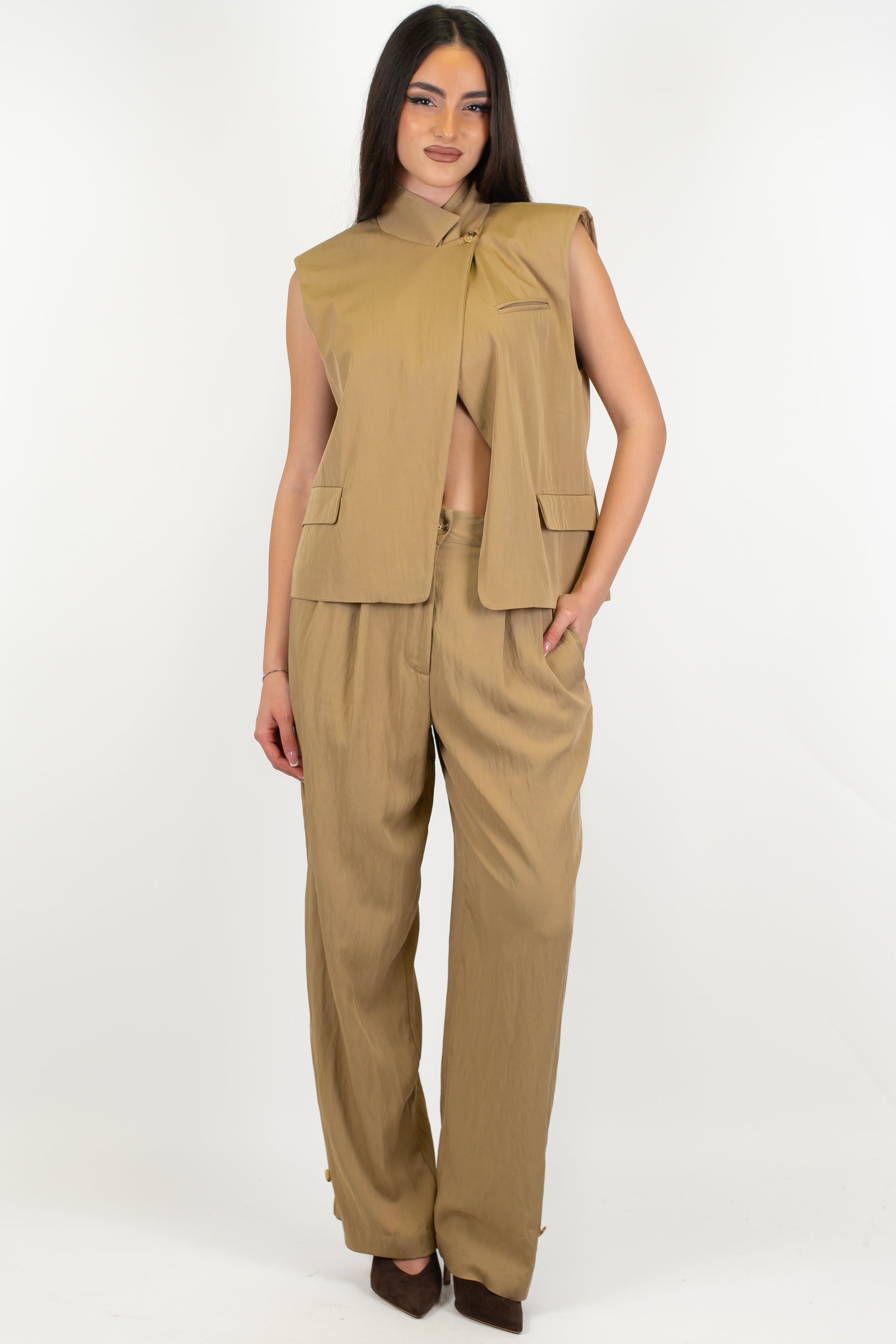 Dixie - Pantalone palazzo/balloon in viscosa leggera con pinces