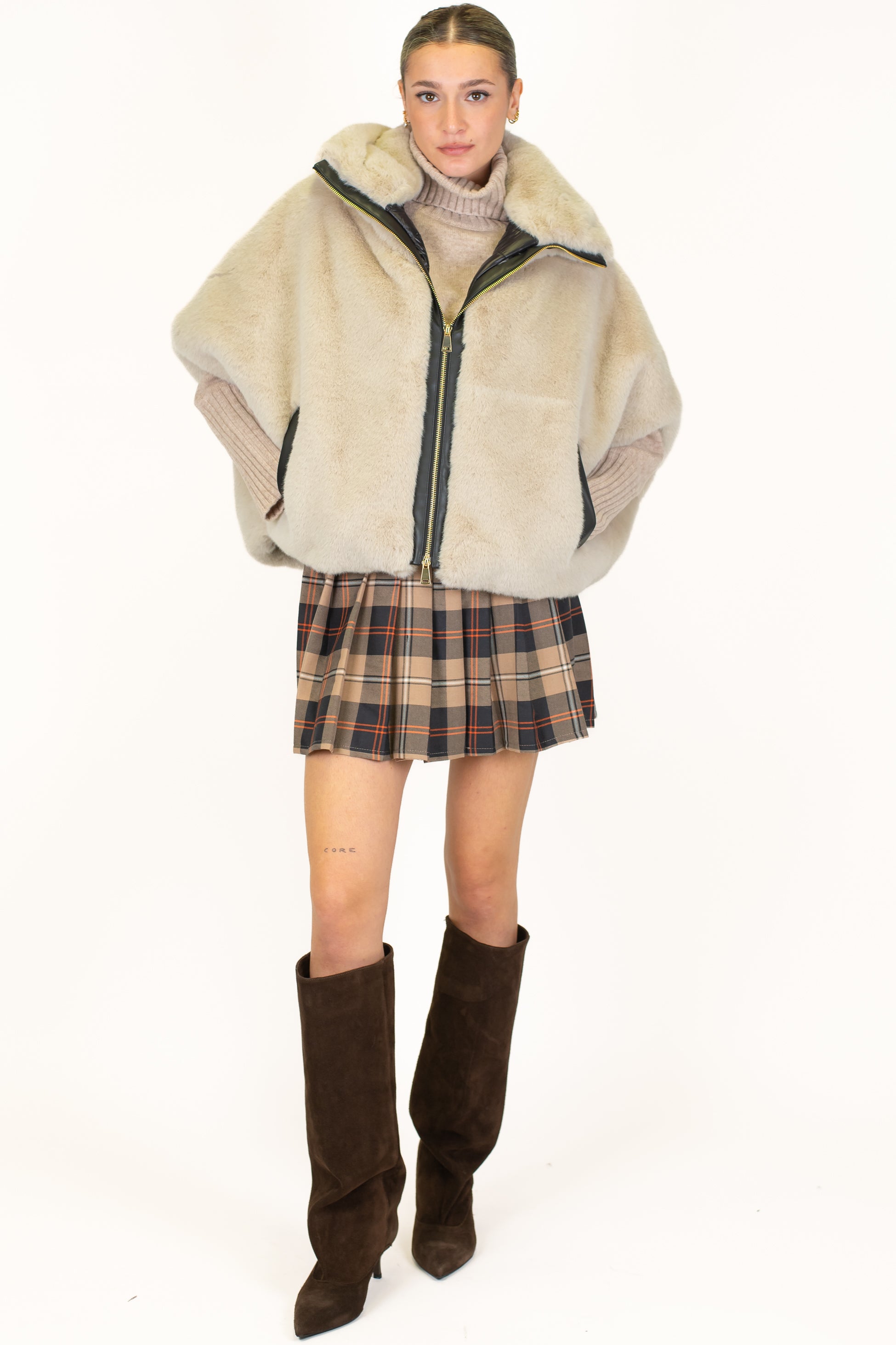 Motel - Ecopelliccia bomber mezzamanica