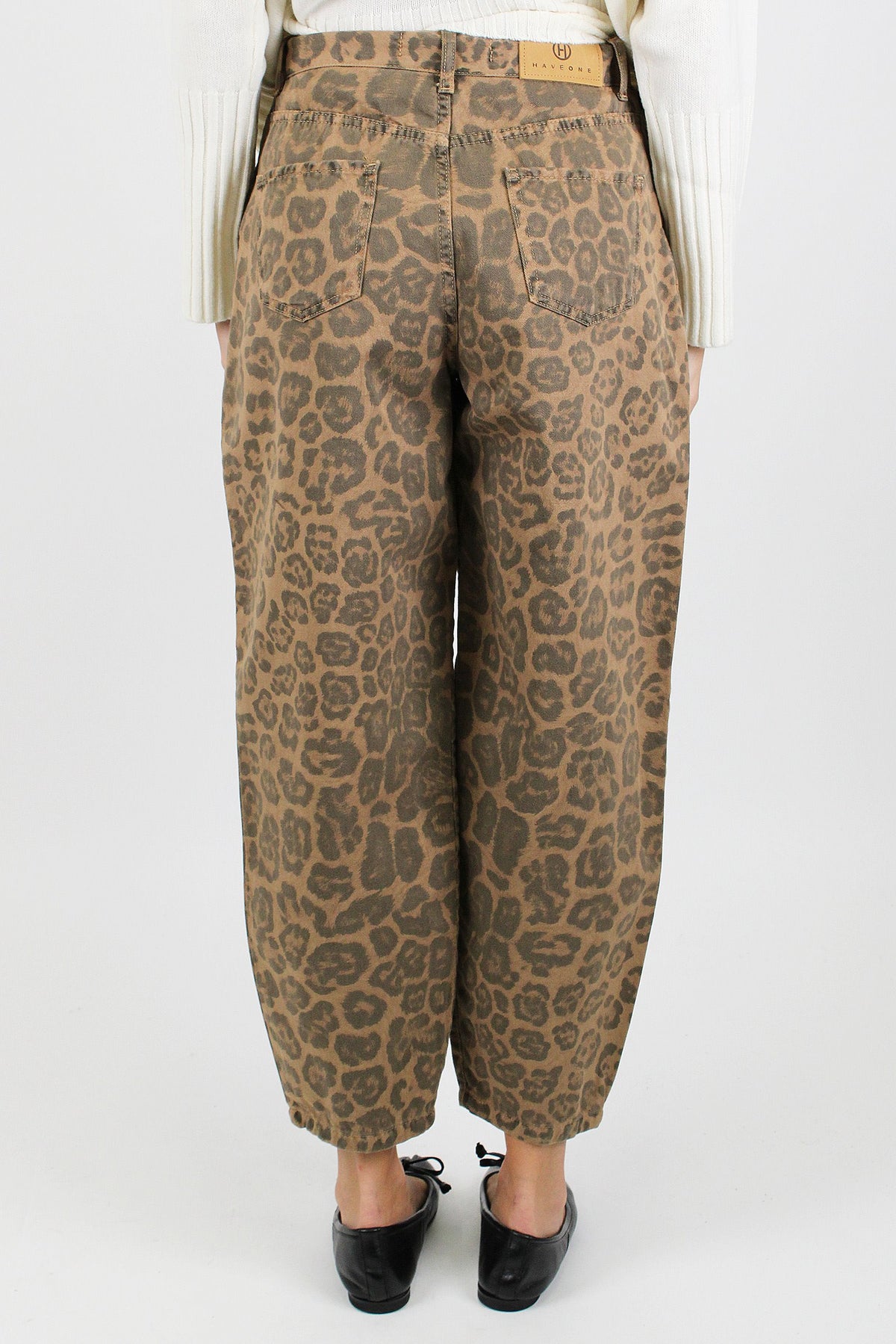 Haveone - Pantalone balloon fantasia animalier in denim