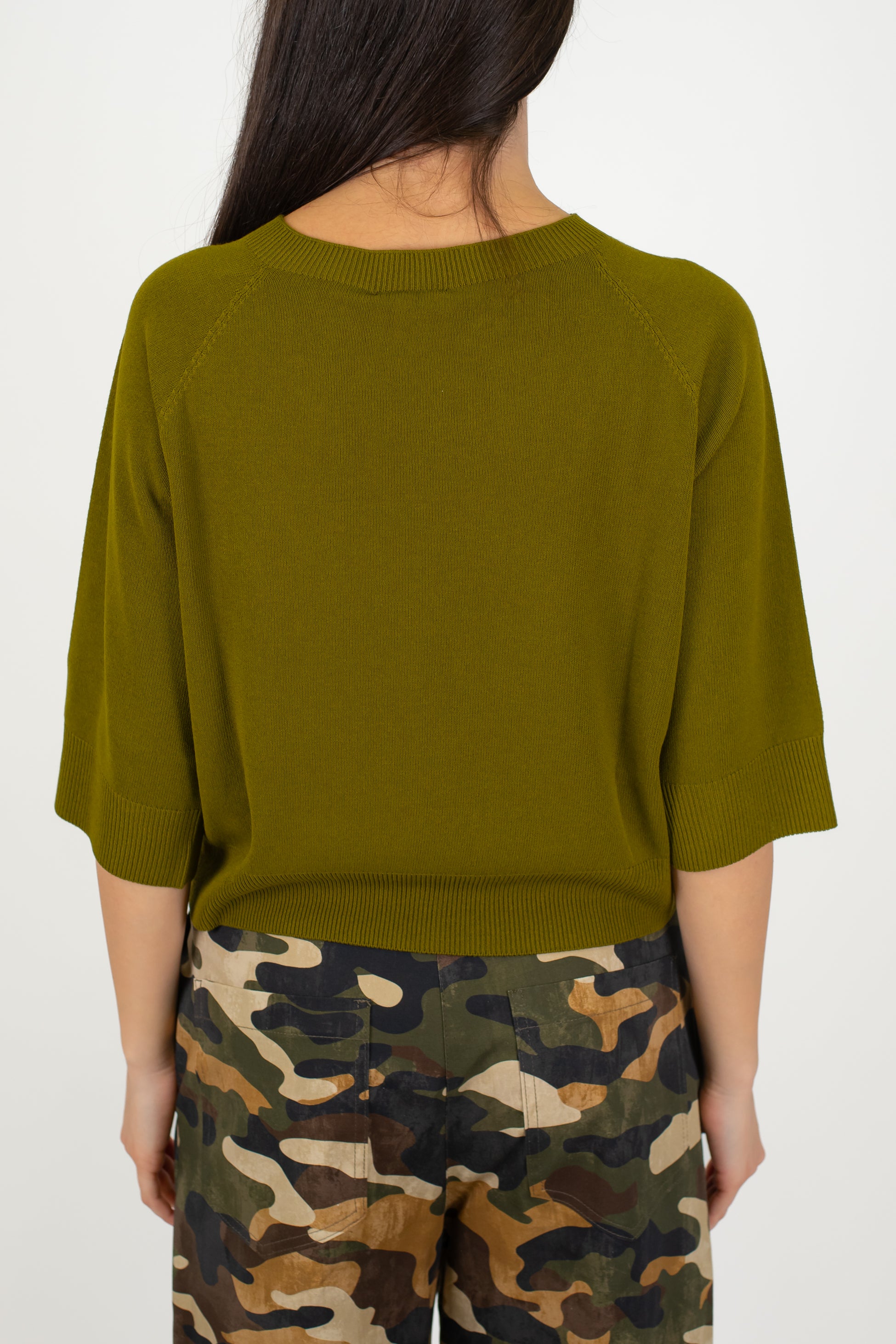 Kontatto - Maglia girocollo con manica tre quarti in viscosa leggera