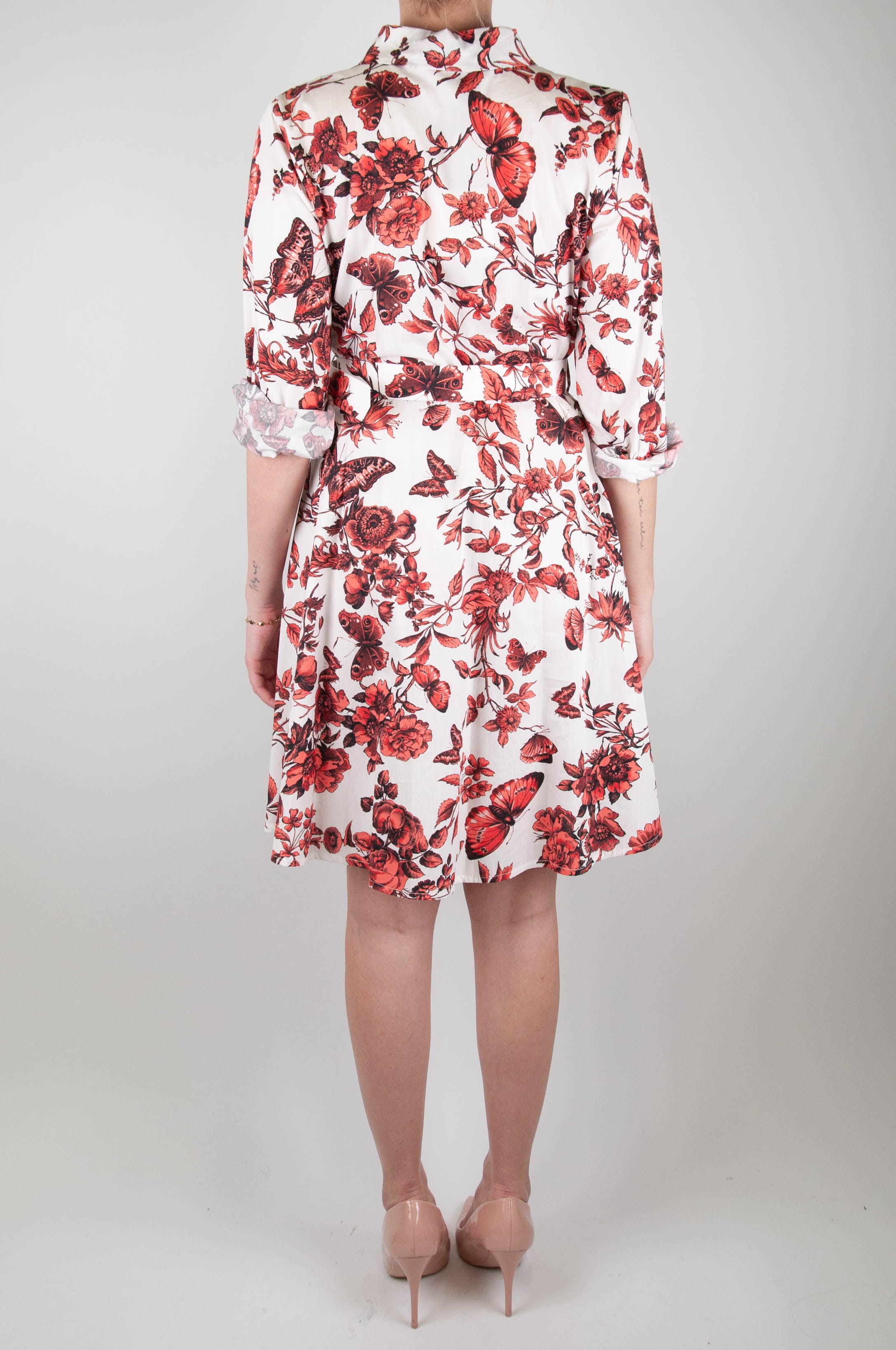 Tension in - Short floral patterned dress in cotton muslin