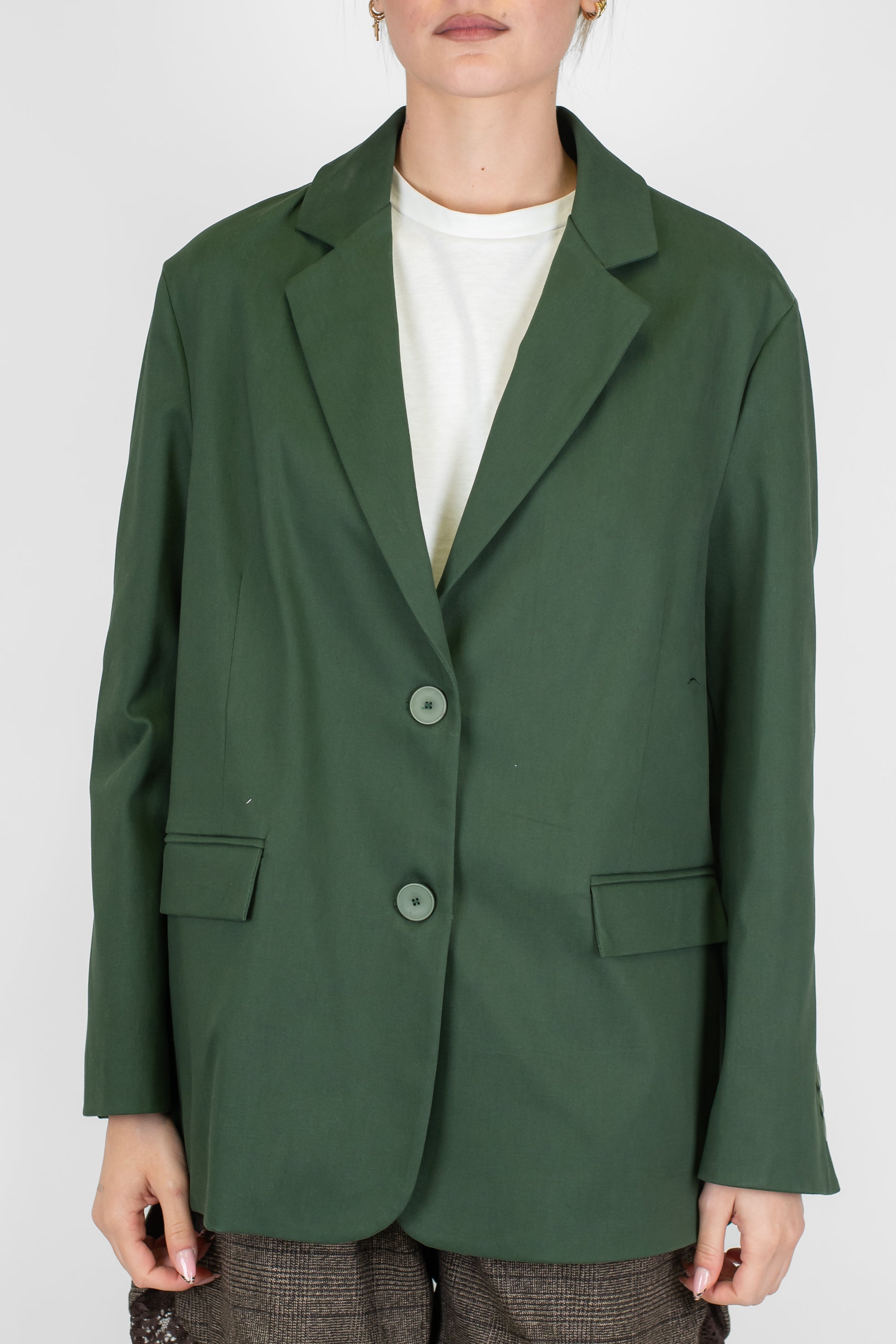 Dixie - Giacca monopetto tinta unita in fustagna con spalline