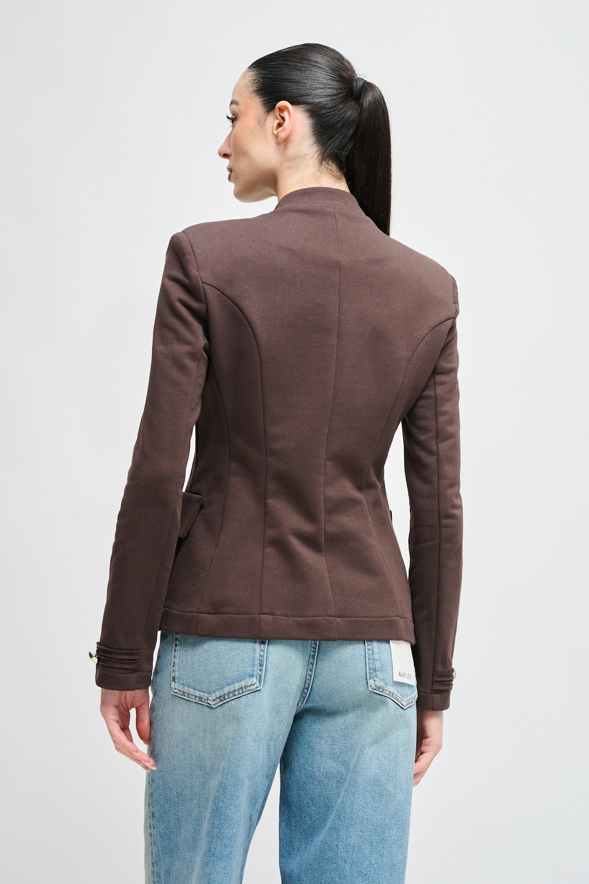 Maryley - Giacca in felpa con alamari ricamati e collo coreano