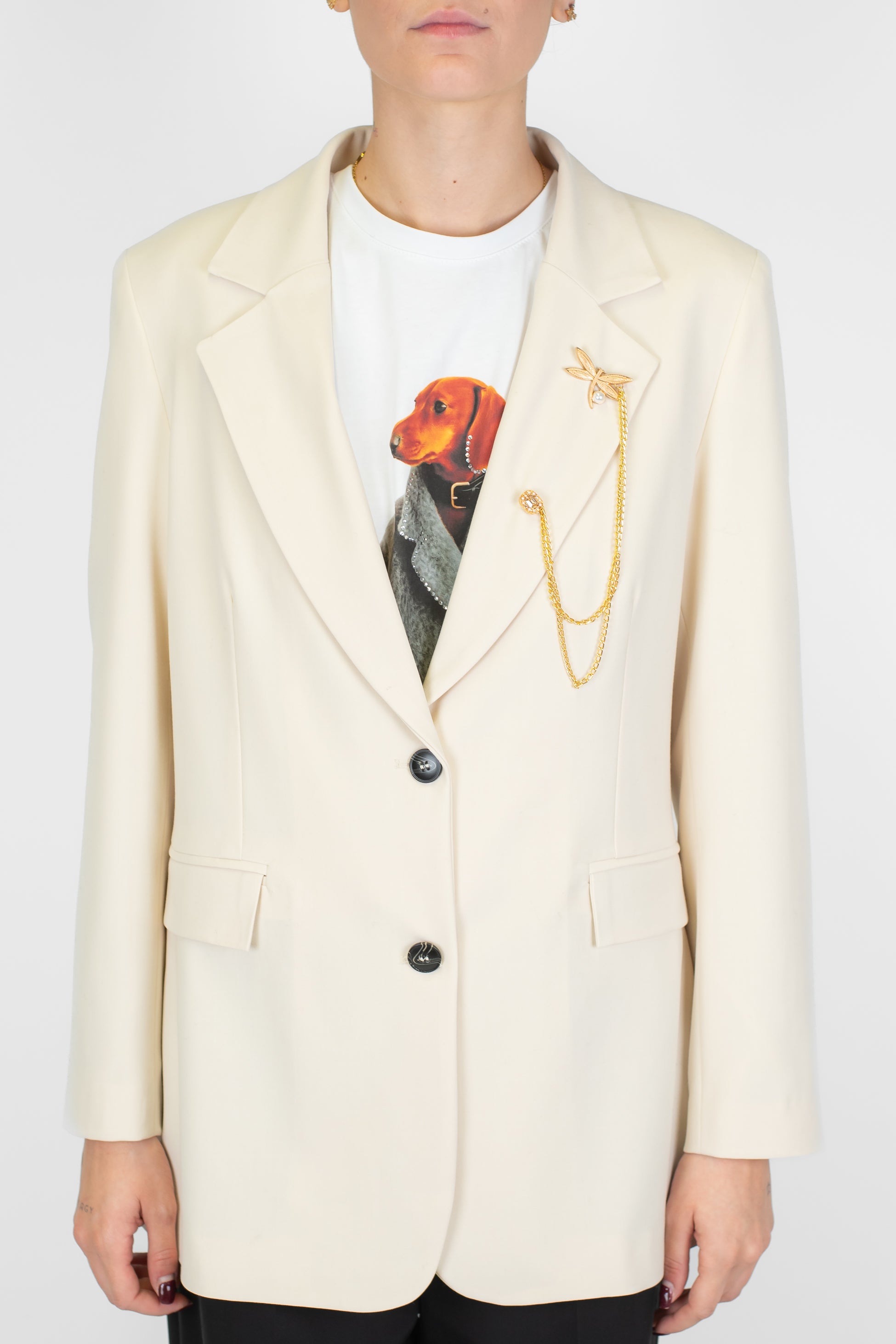 Tensione in - Giacca monopetto con spilla