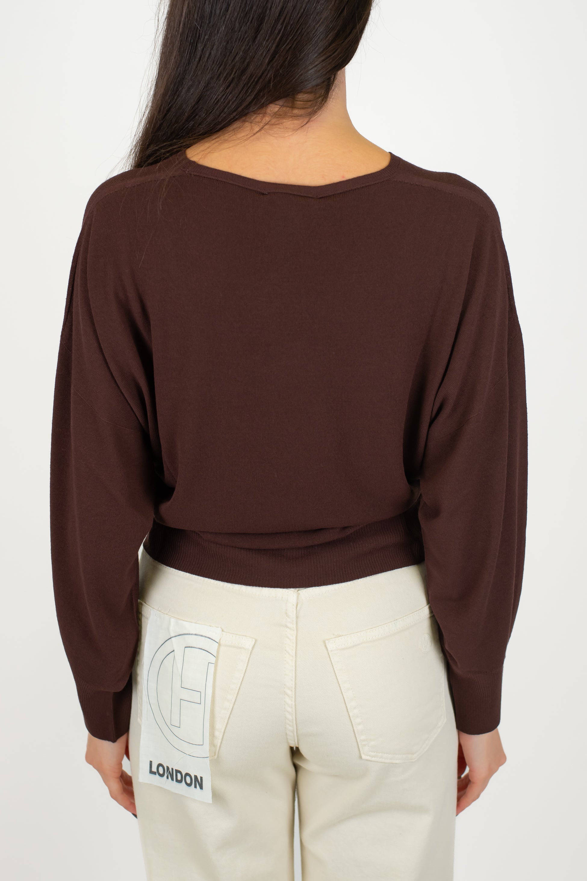 Kontatto - Maglia crop scollo a V in viscosa leggera