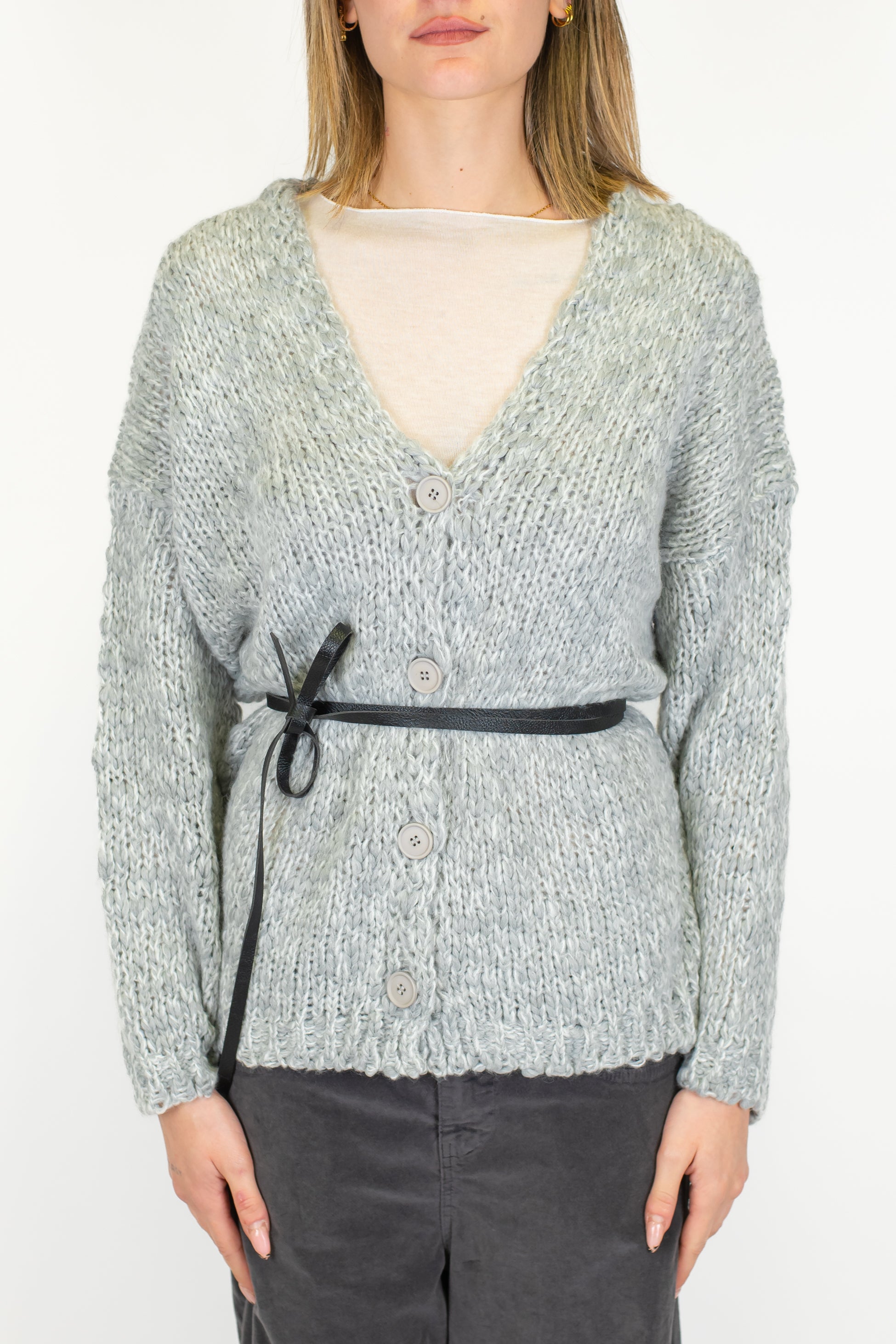 Motel - Cardigan over in misto lana con cintura