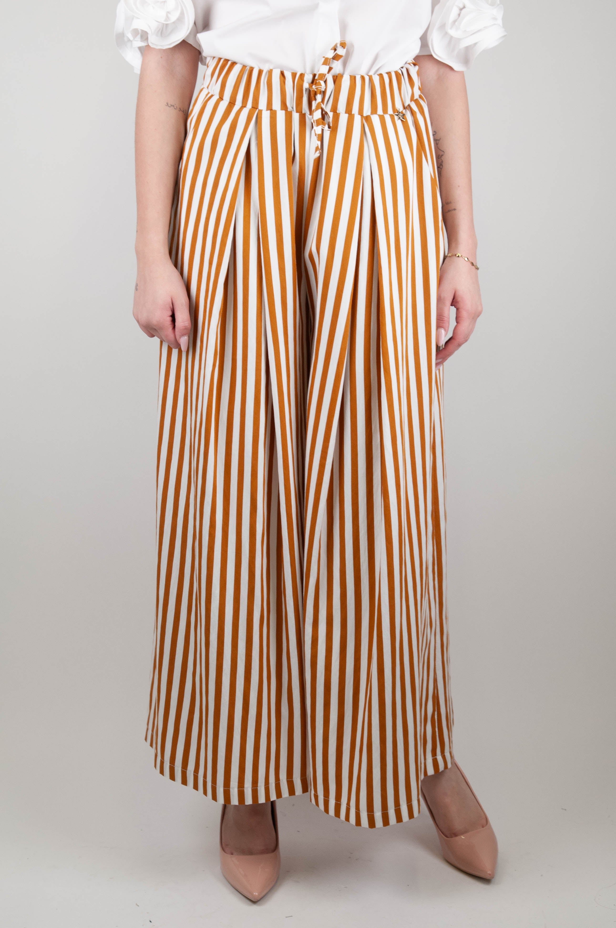 Souvenir - Striped palazzo trousers with drawstring