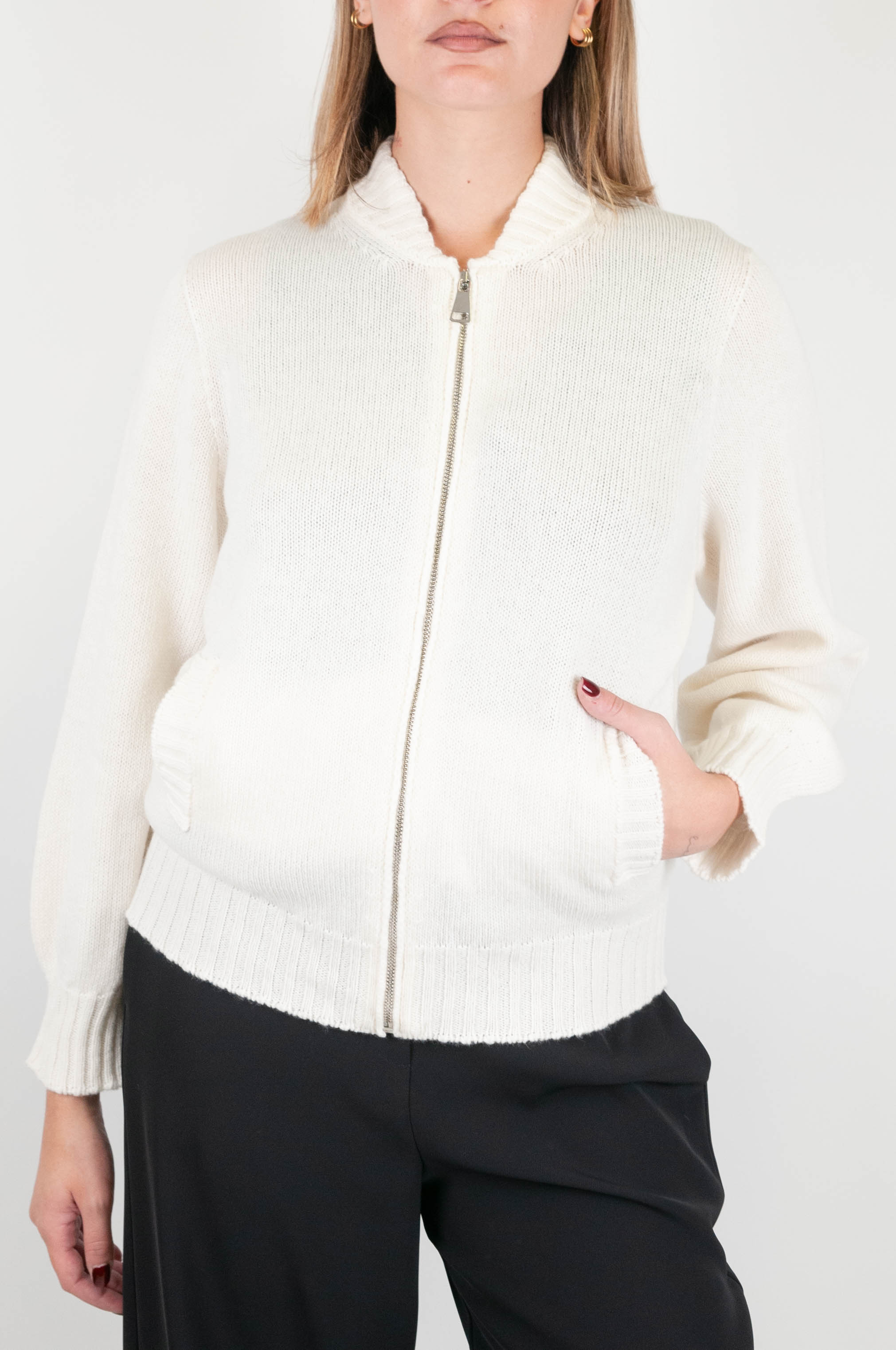 Tensione in - Cardigan in misto cashmere con chiusura con zip