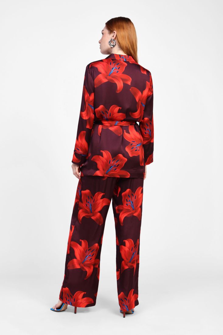 Dixie - Pantalone palazzo fantasia con elastico in vita