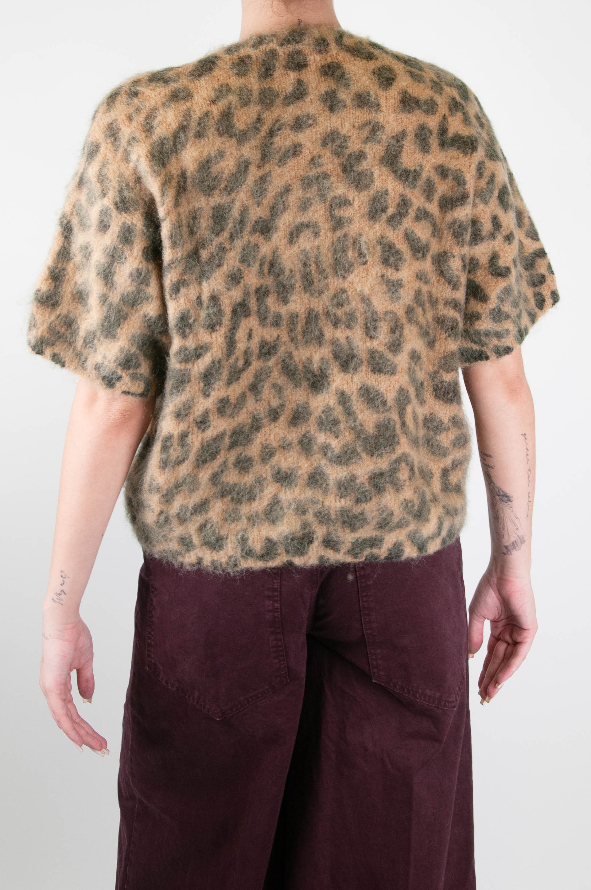 Tensione in - Maglia mezza manica fantasia animalier in misto lana