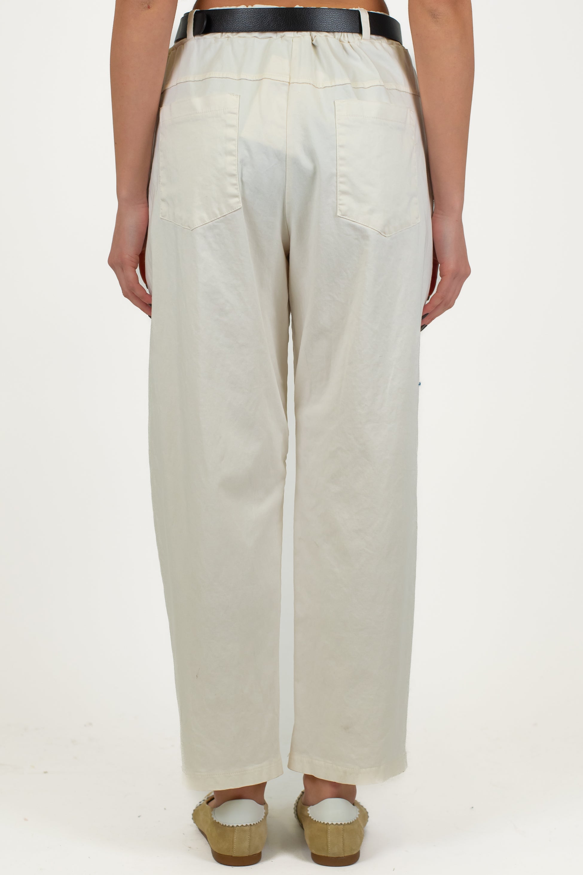 Haveone - Pantalone regular in misto cotone e lyocell con elastico sul retro