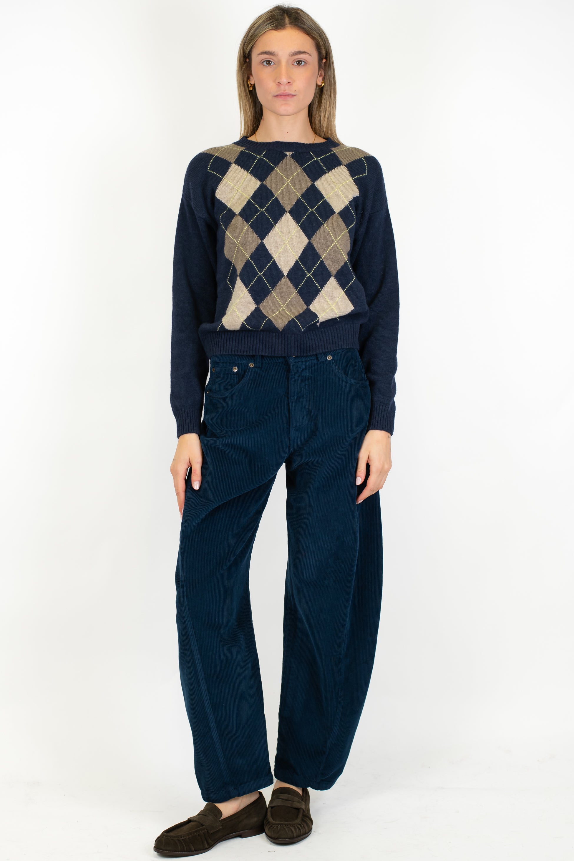 Tensione in - Pantalone balloon in velluto mille righe