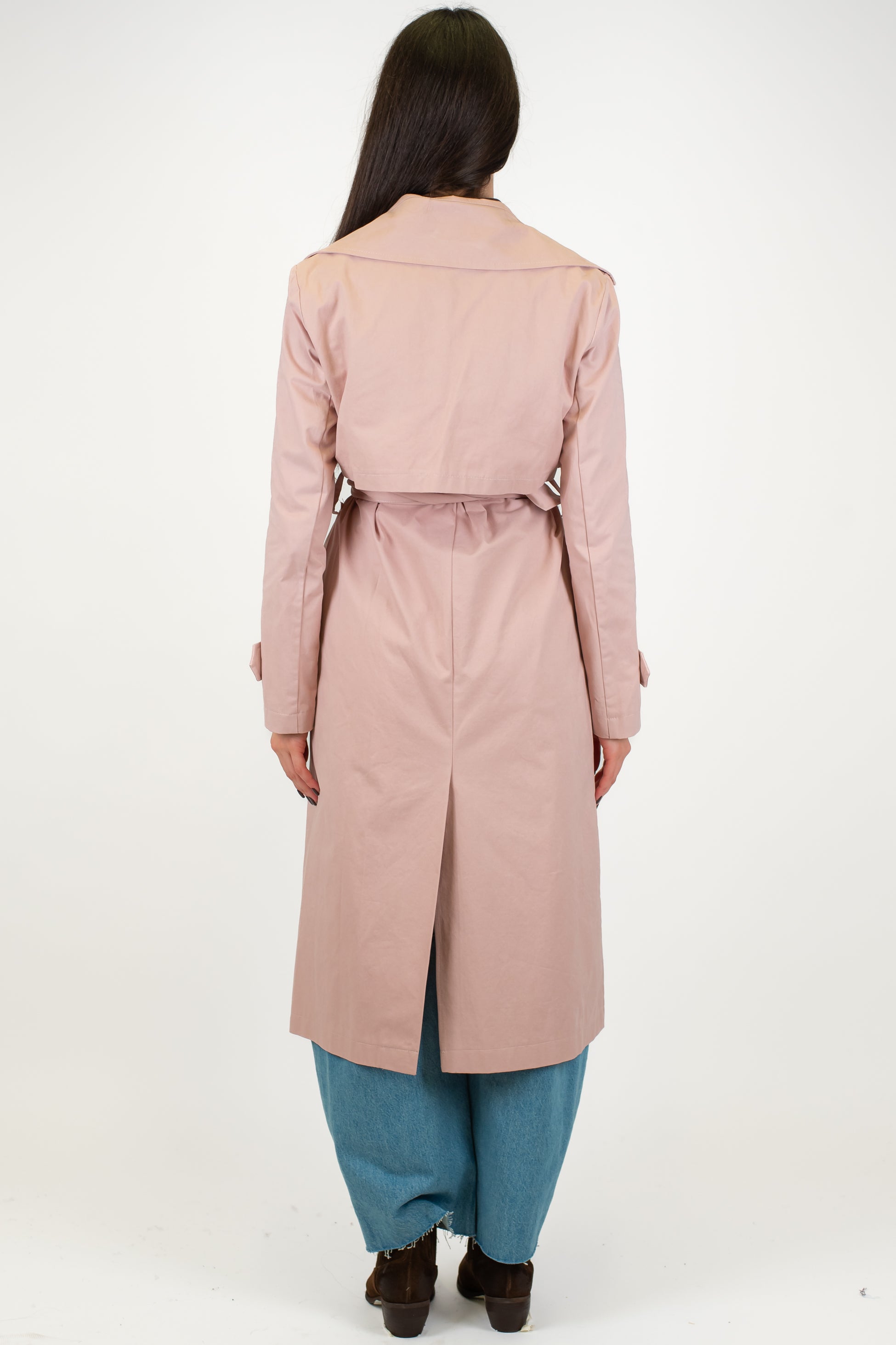 Tensione in - Trench lungo doppiopetto con cintura in tessuto