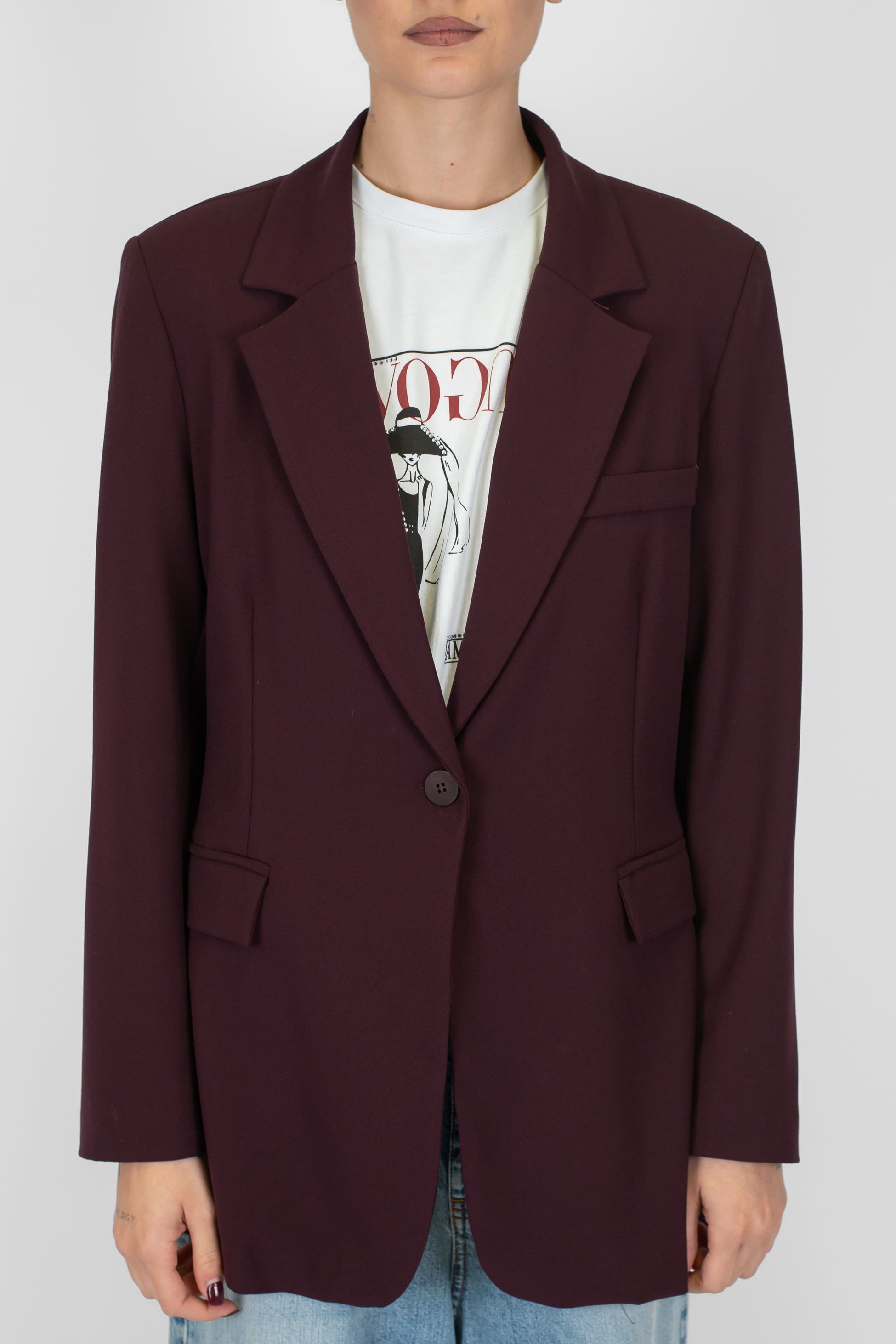 Motel - Giacca monopetto tinta unita con taschino