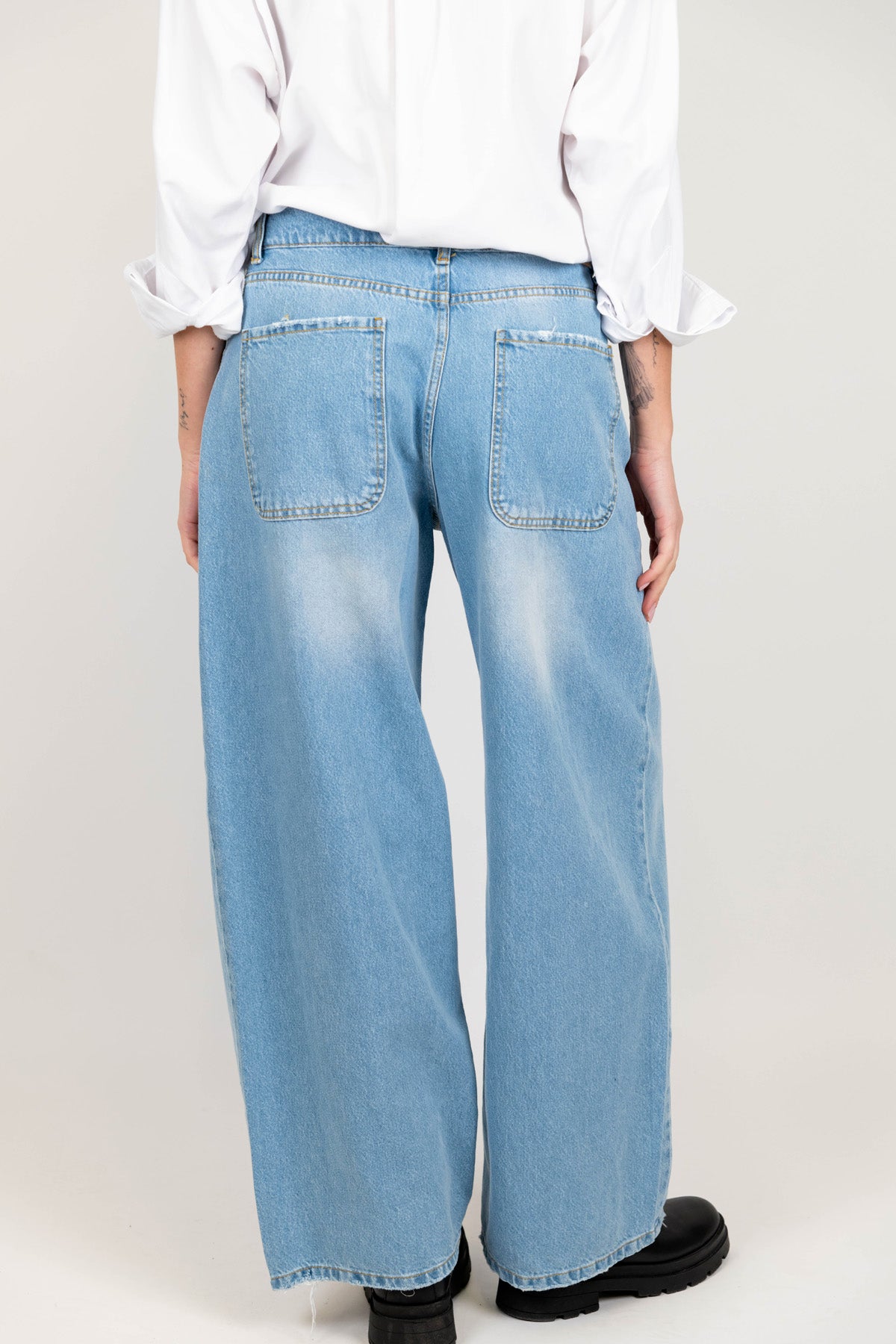 Haveone - Jeans regular a gamba larga lavaggio chiaro