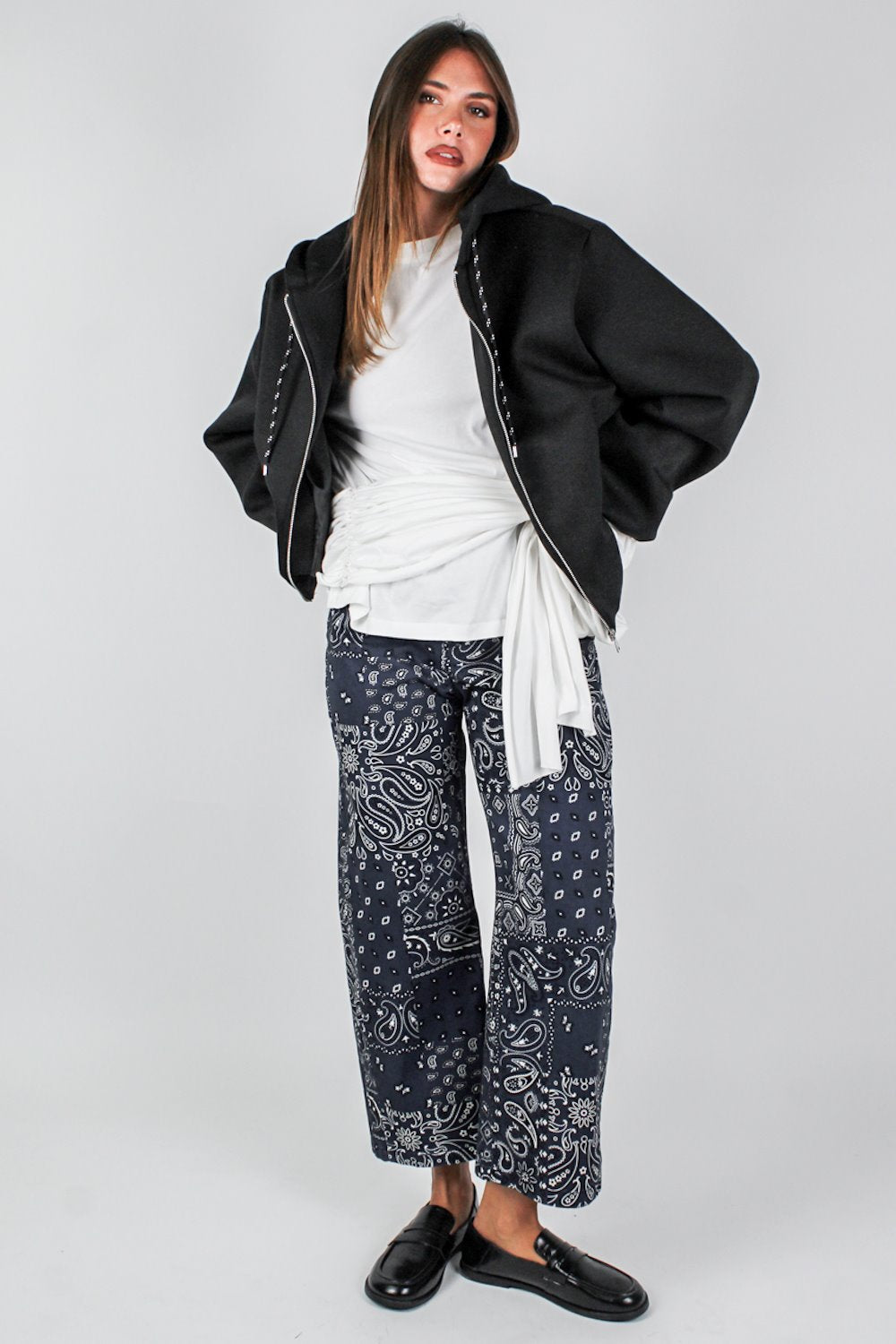 Haveone - Felpa bomber con cappuccio e chiusura a zip