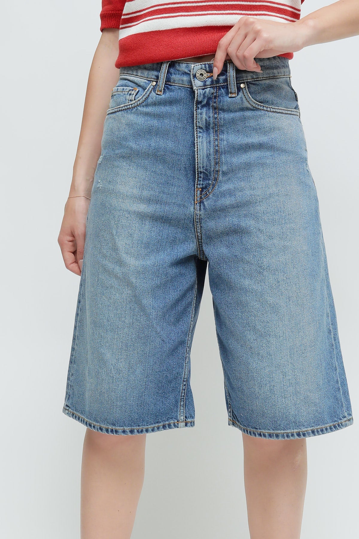 Maryley - Bermuda denim baggie lavaggio chiaro