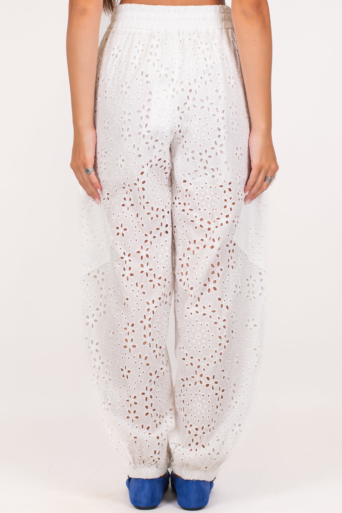 Motel - Pantalone cargo balloon in pizzo sangallo con coulisse