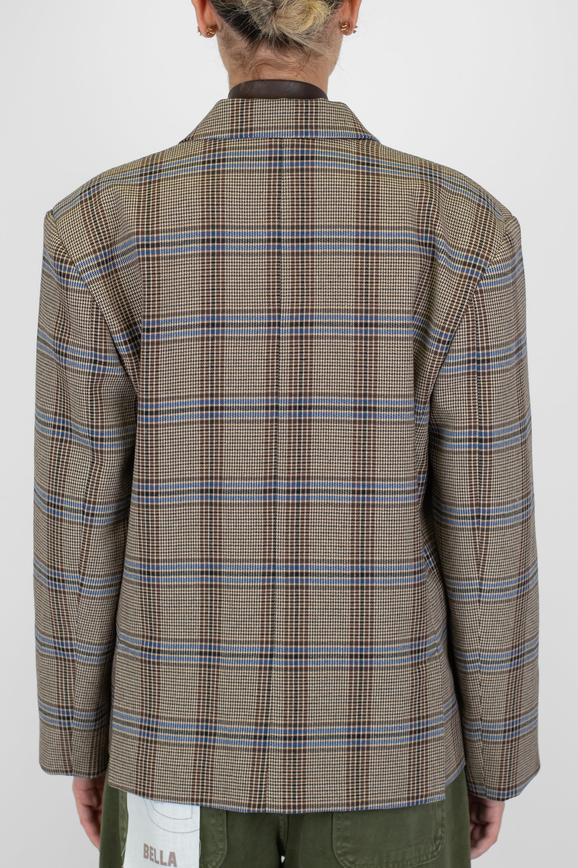 Tensione in - Giacca a scatola doppiopetto fantasia quadri con cravatta