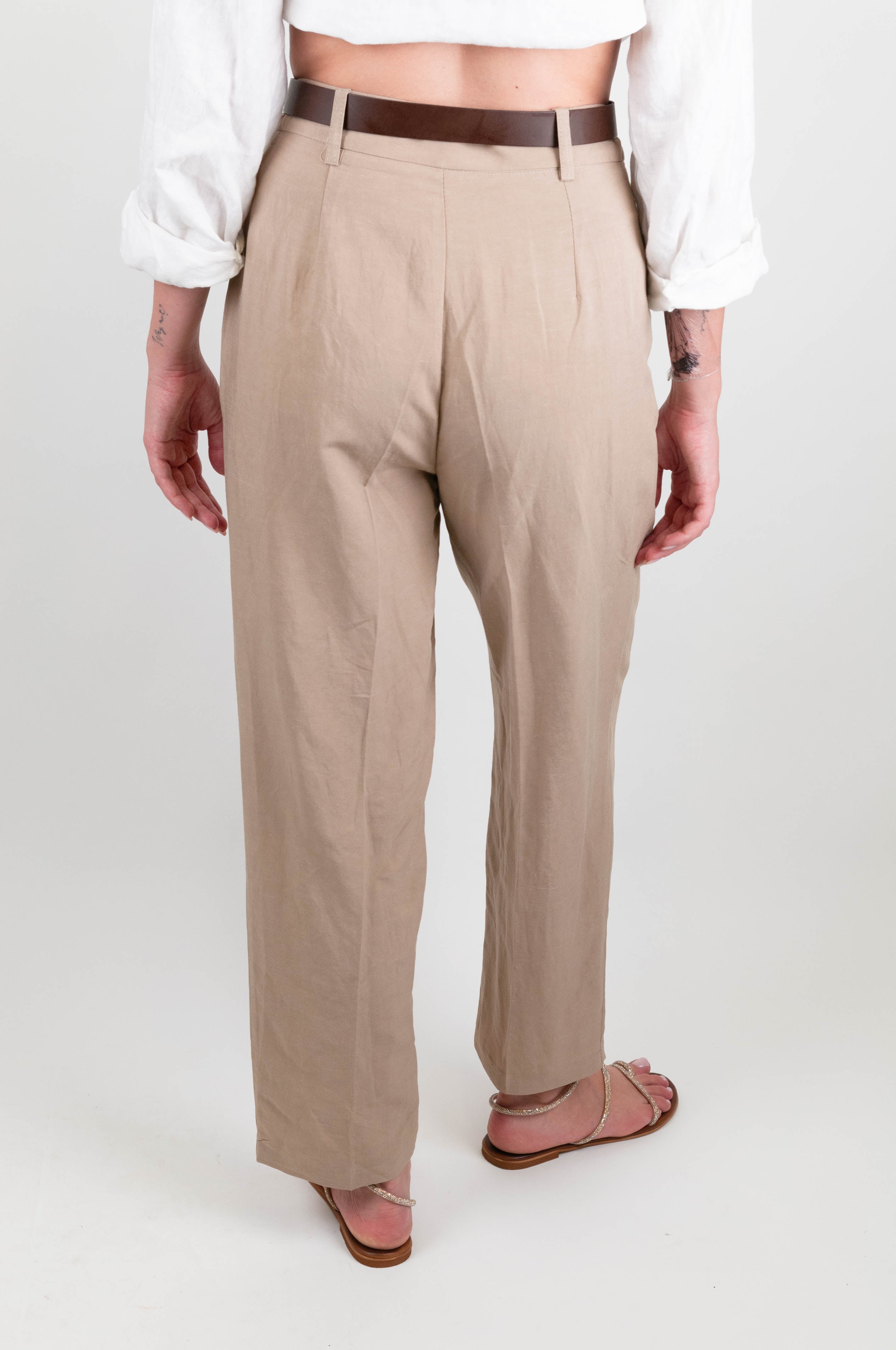 Tensione in - Pantalone regular in misto lino