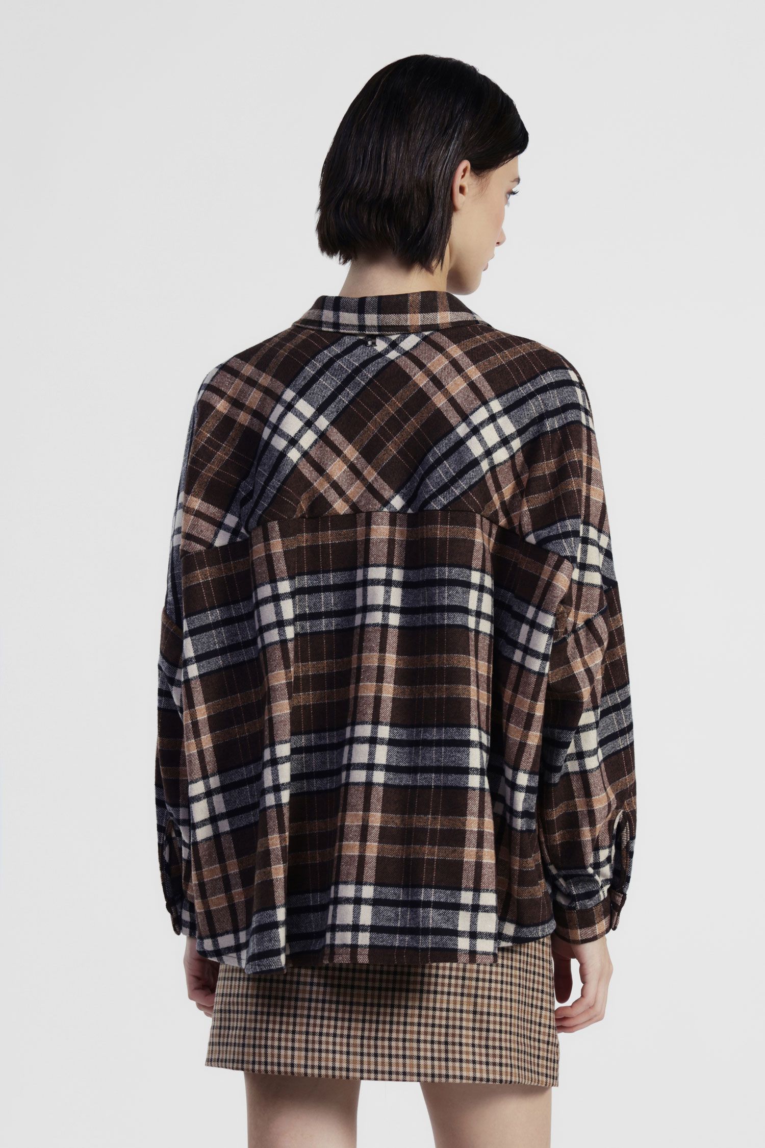 Dixie - Camicia fantasia quadri con nodo frontale