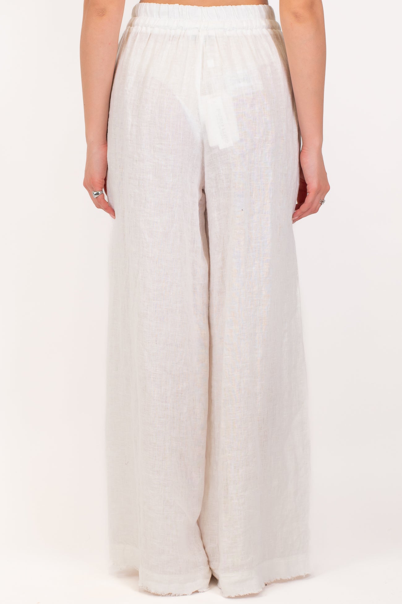 Motel - Pantalone palazzo in puro lino con coulisse