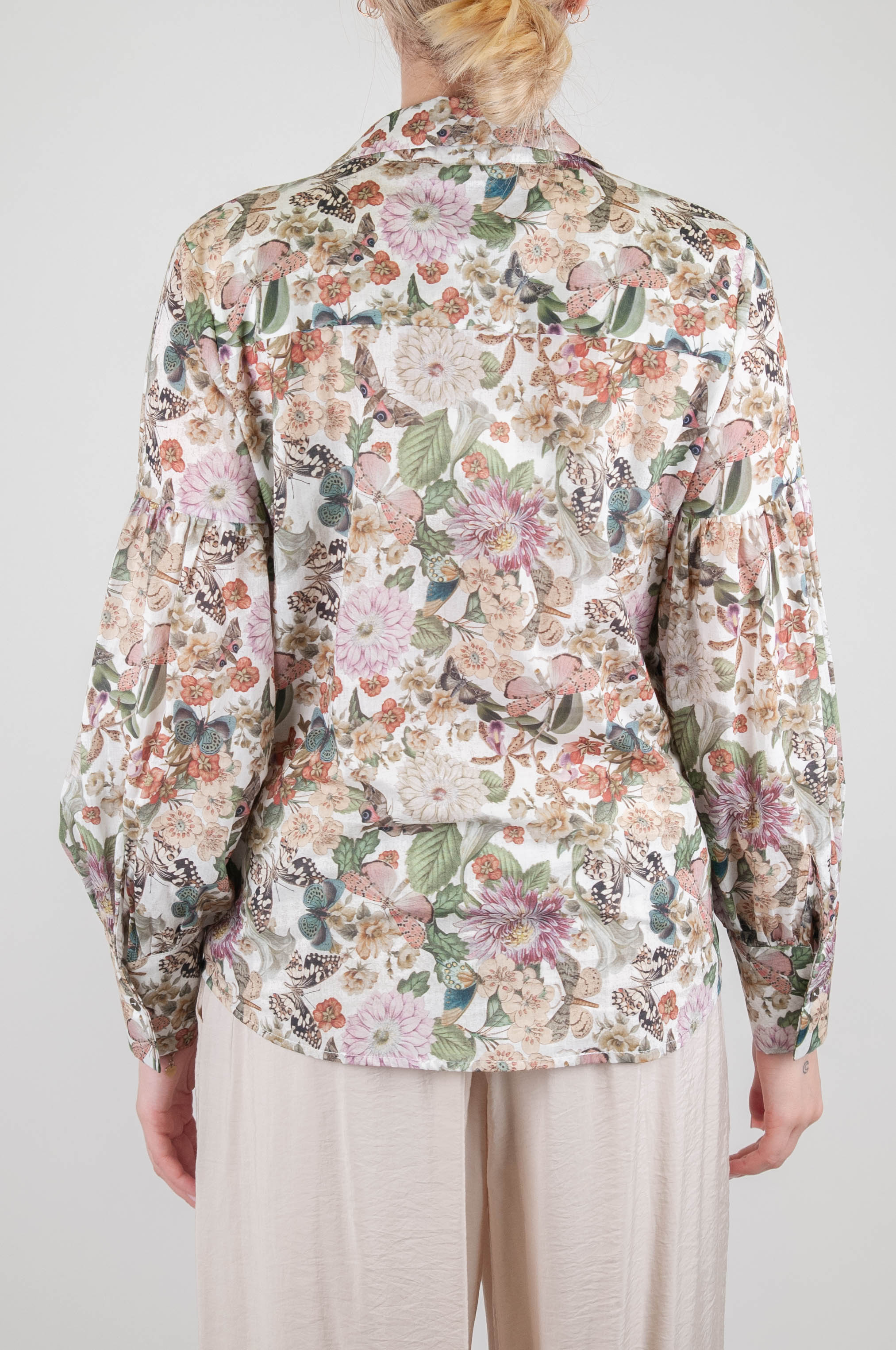 Tension in - Floral patterned shirt in cotton muslin