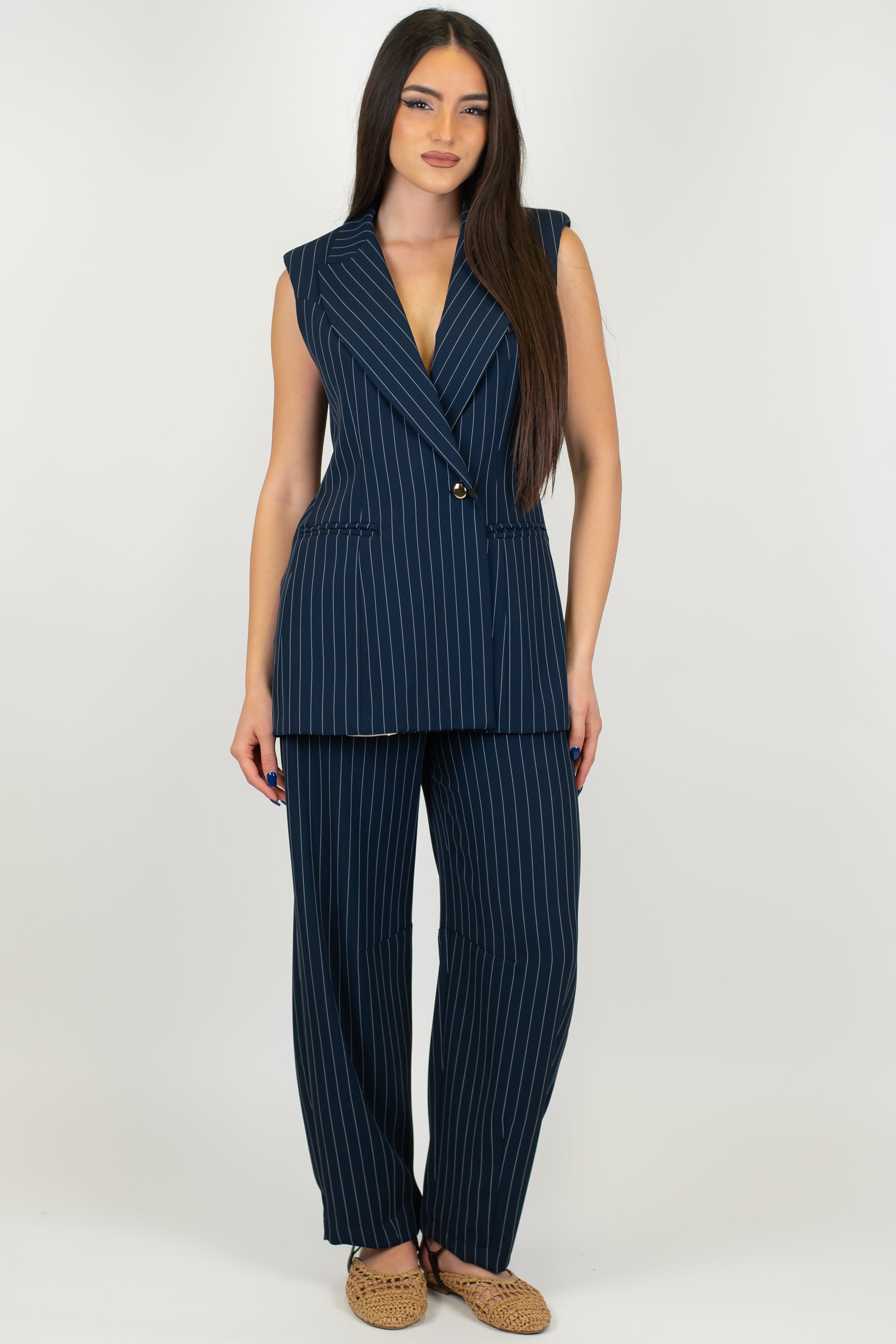 Maryley - Pantalone balloon gessato