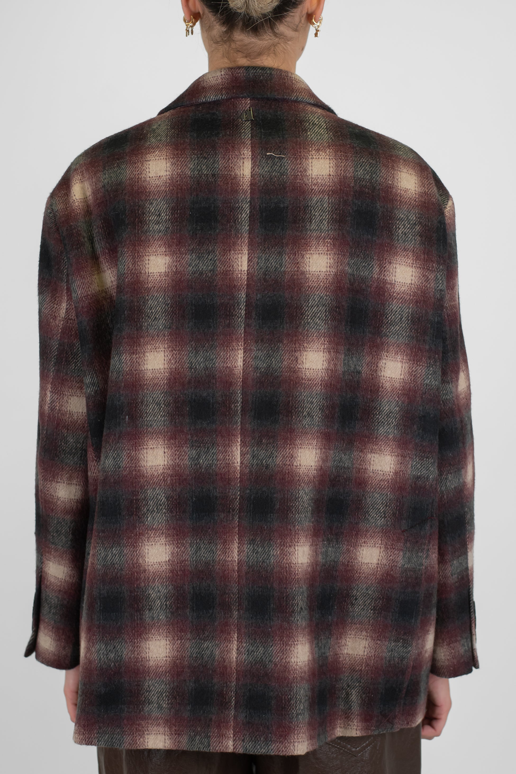 Dixie - Giacca monopetto fantasia check in misto lana con spille gioiello sul rever