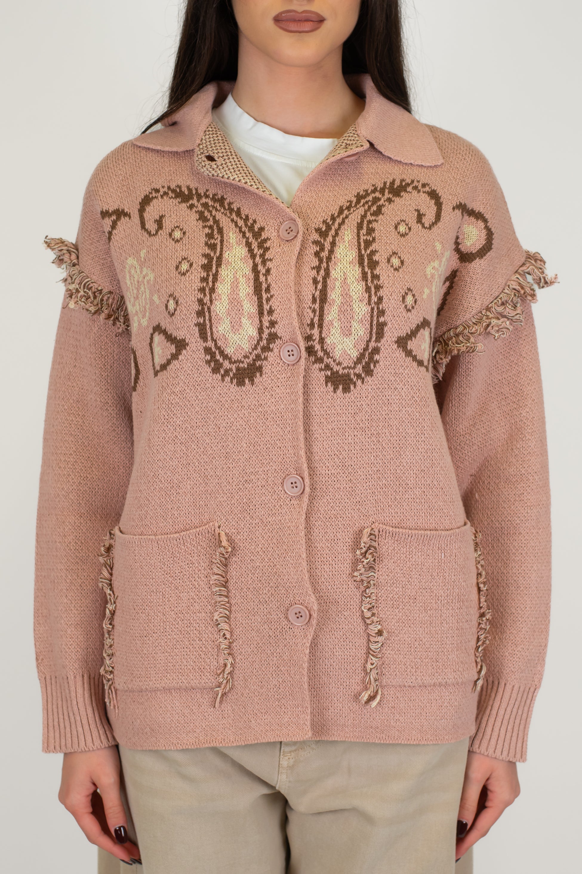 Motel - Cardigan fantasia con frange