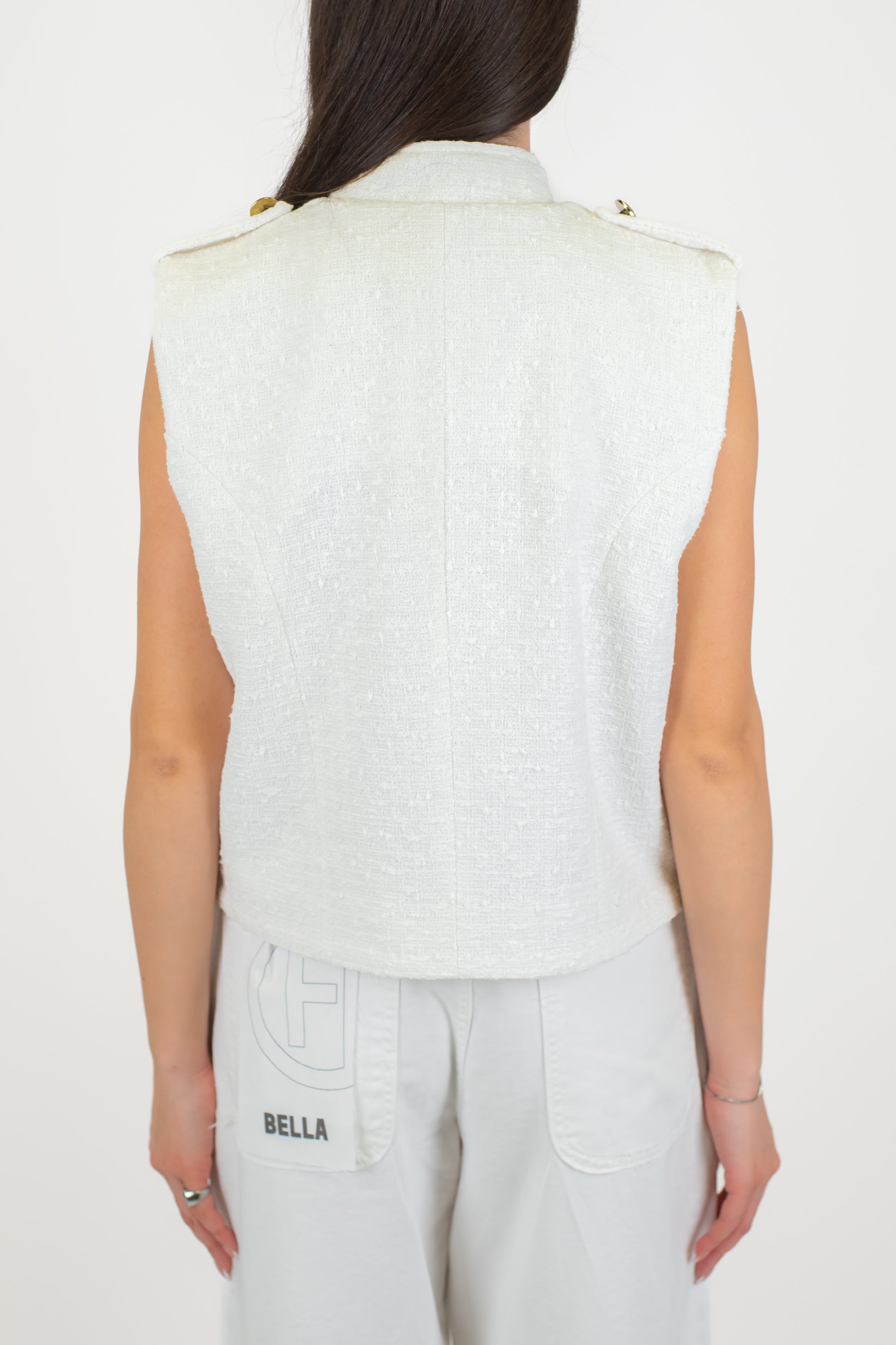 Motel - Gilet aperto in tweed modello Napoleone