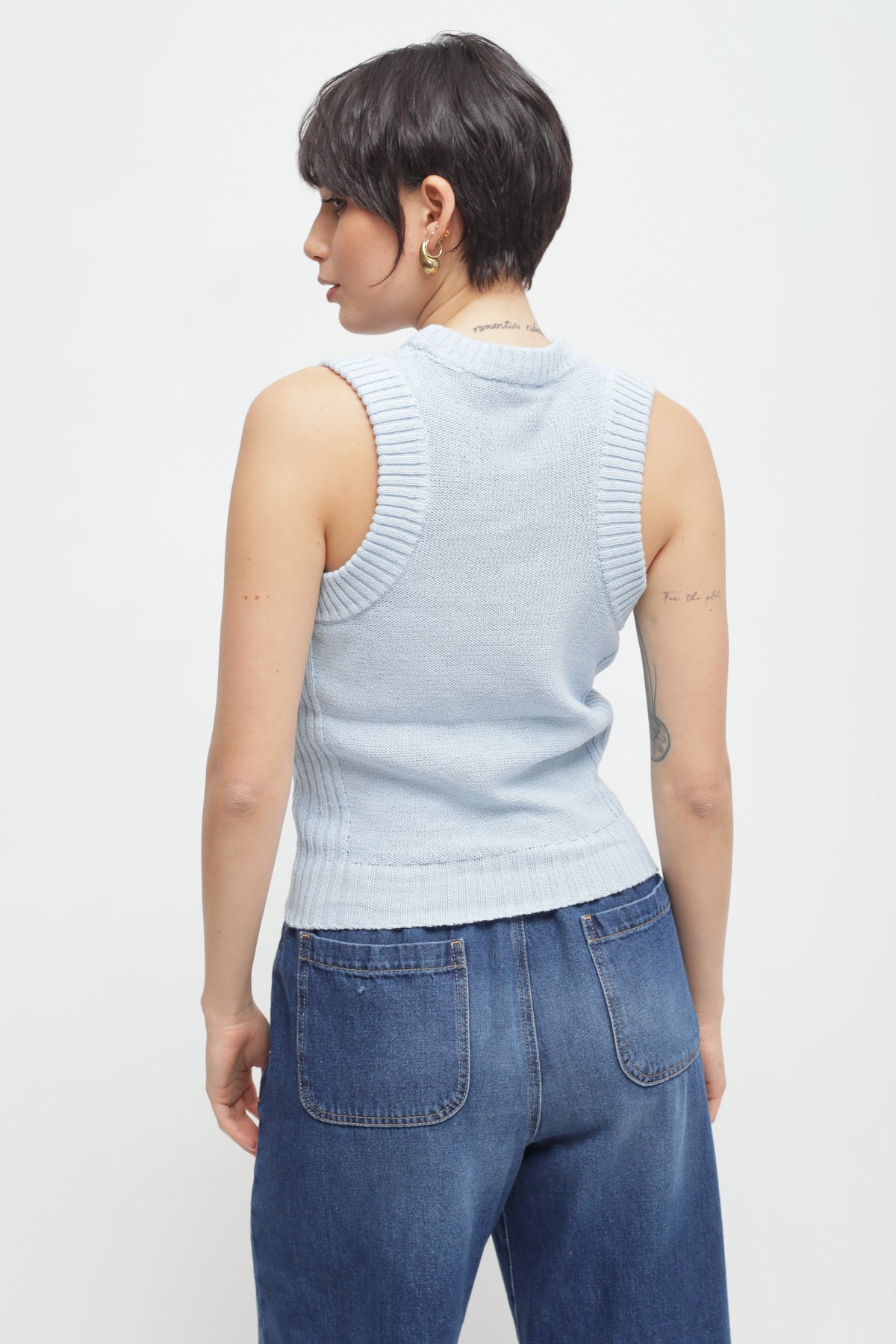 Maryley - Maglia giromaniche a costine in cotone