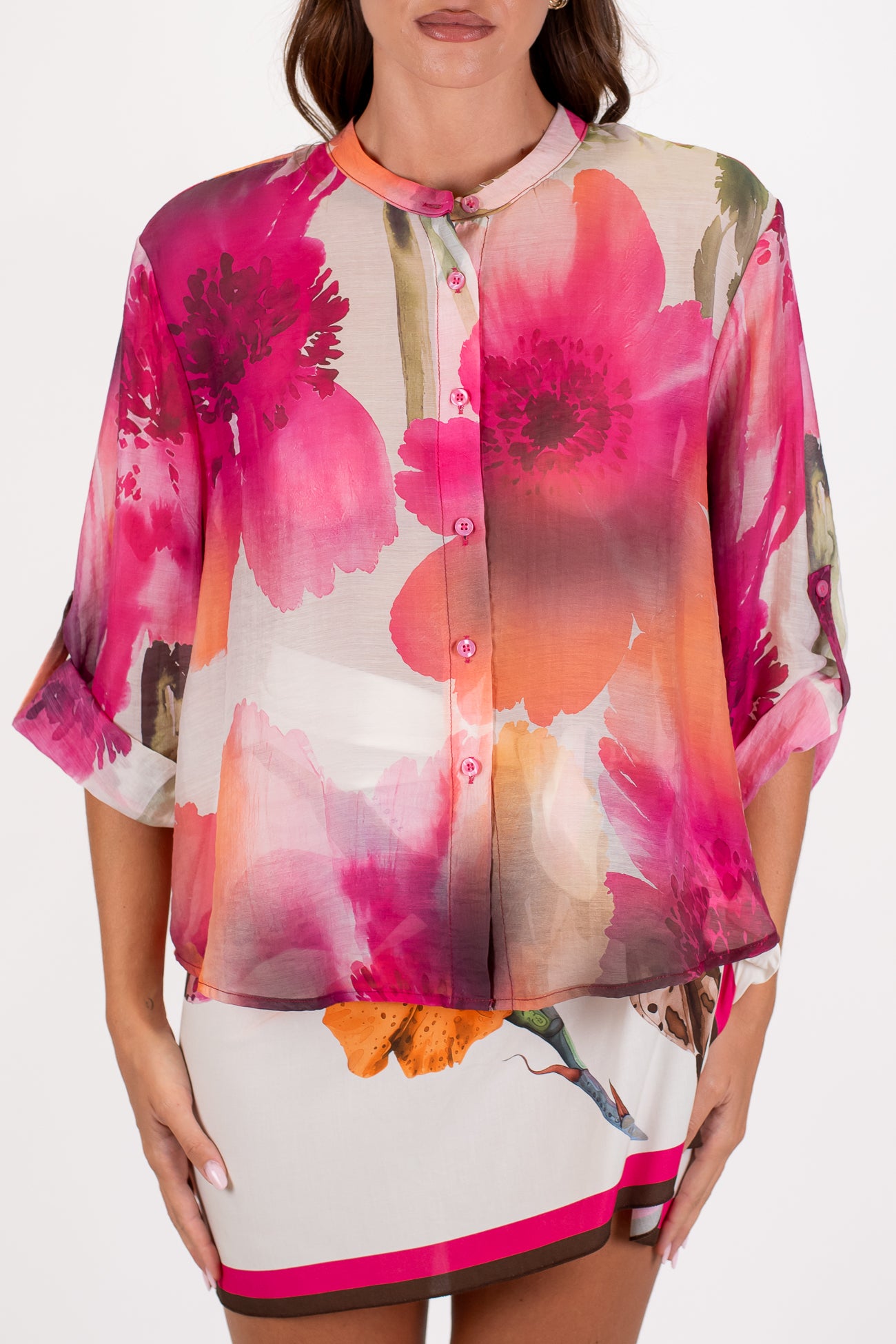 Haveone - Camicia fantasia floreale in lyocell