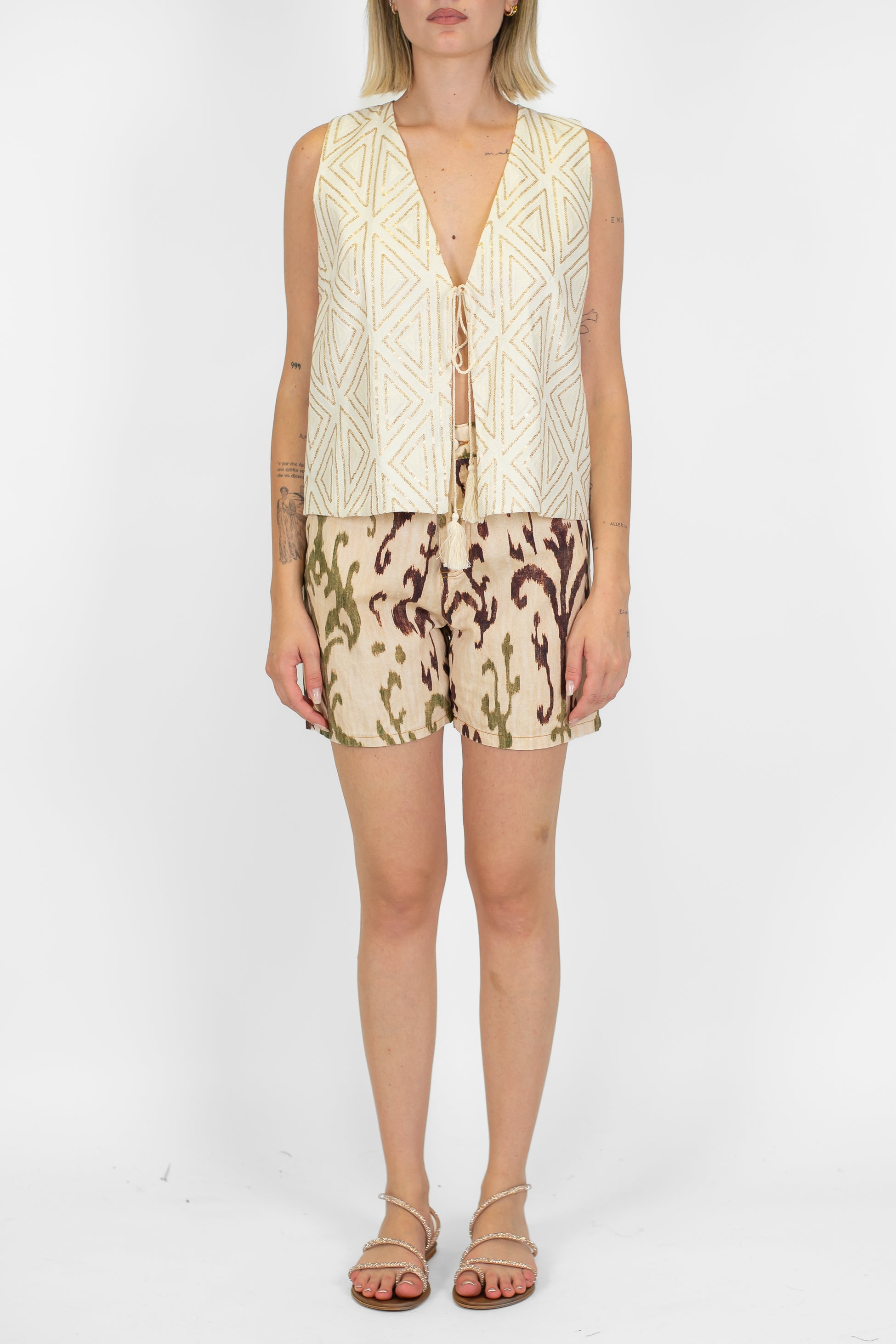 Tensione in - Shorts in cotone fantasia astratta