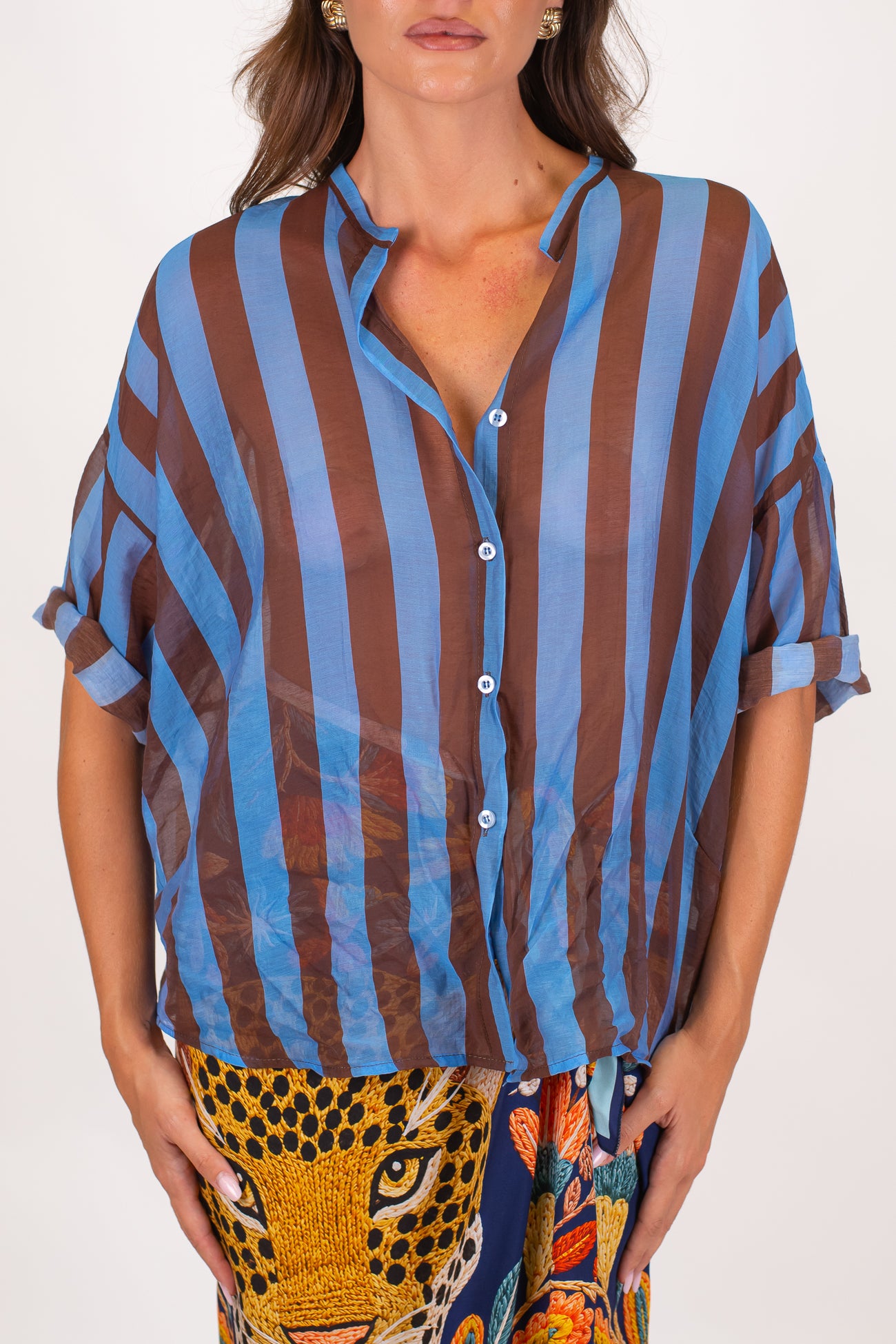 Tensione in - Camicia in lyocell fantasia rigata