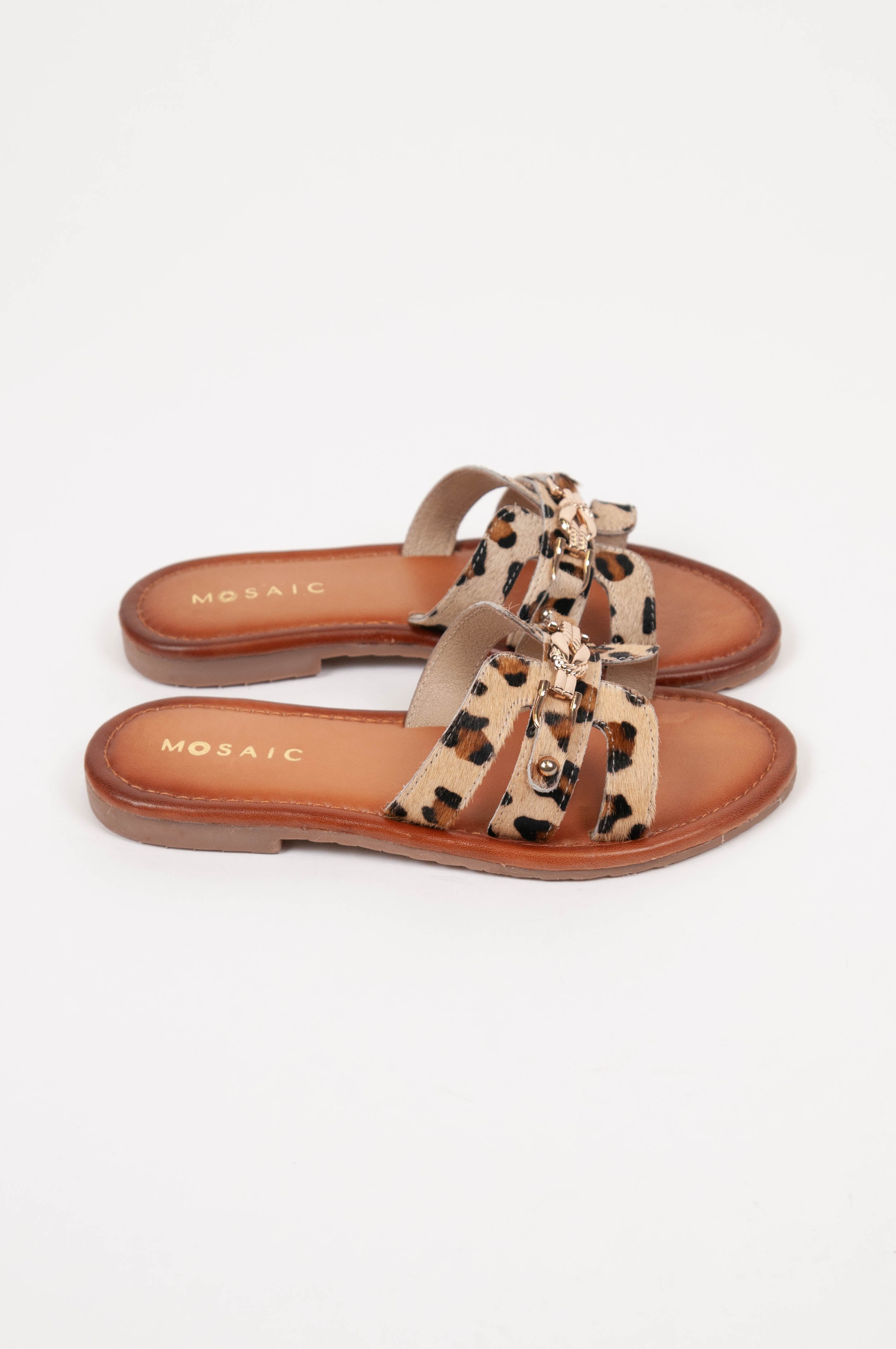 Mosaic - Sandal with spotted pony skin band