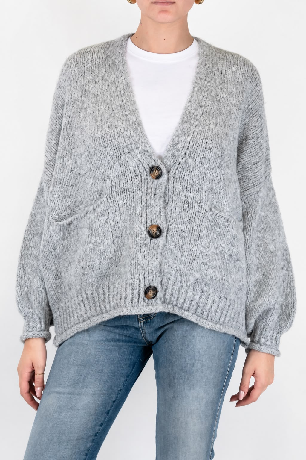 Haveone - Cardigan over in misto lana con chiusura a tre bottoni