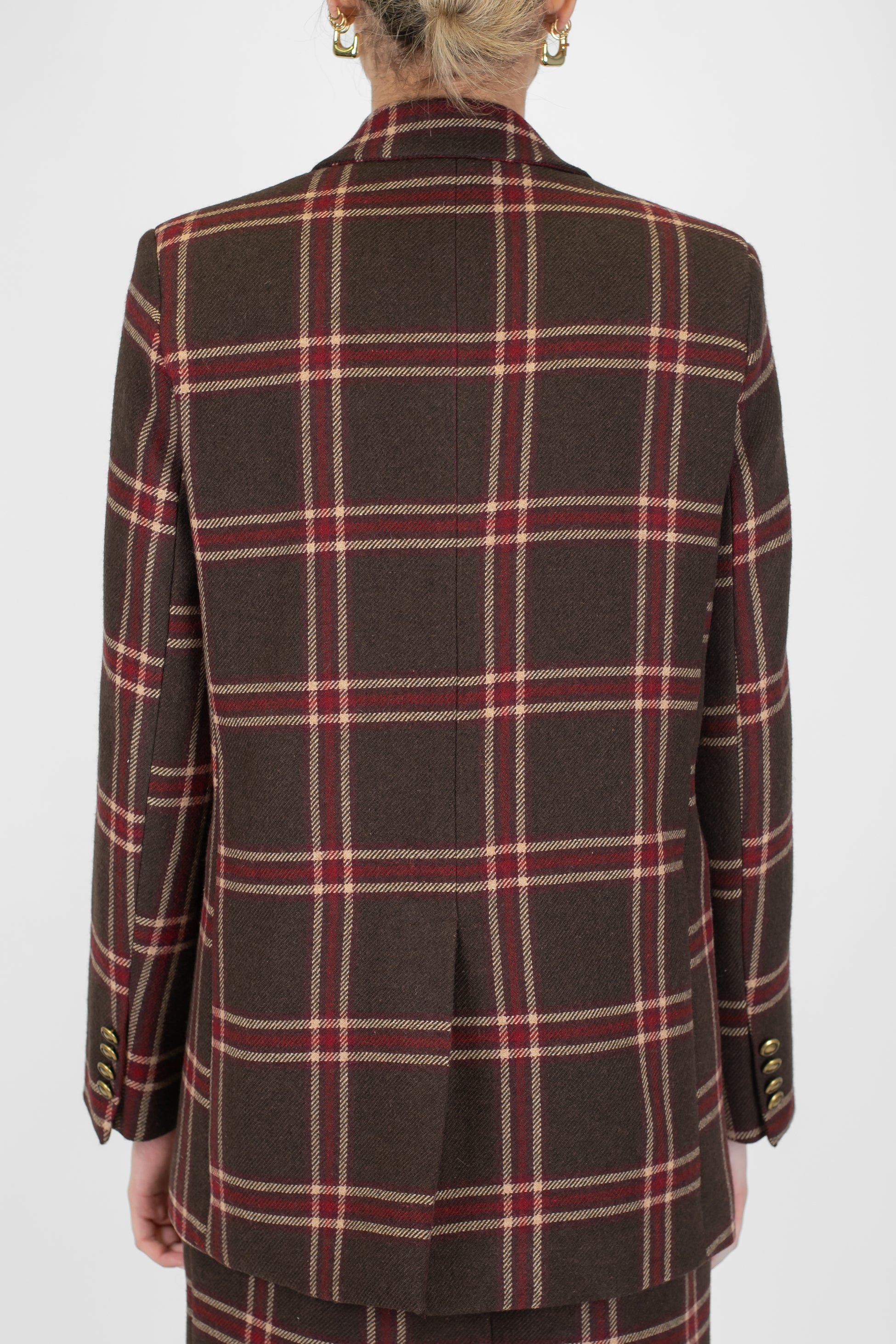 Tensione in - Giacca doppiopetto fantasia check in misto lana con spalline