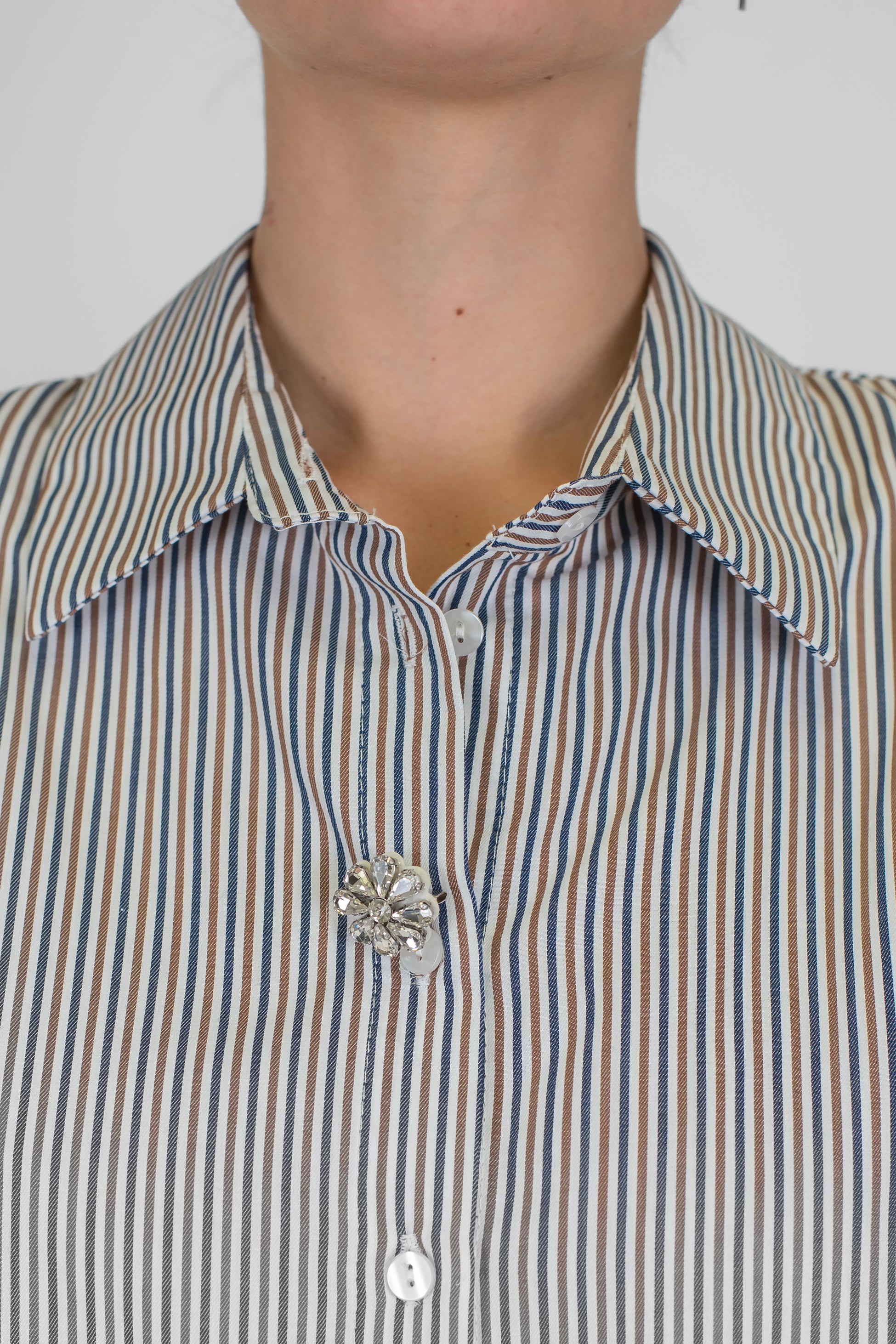 Maryley - Camicia in cotone a righe con spalline