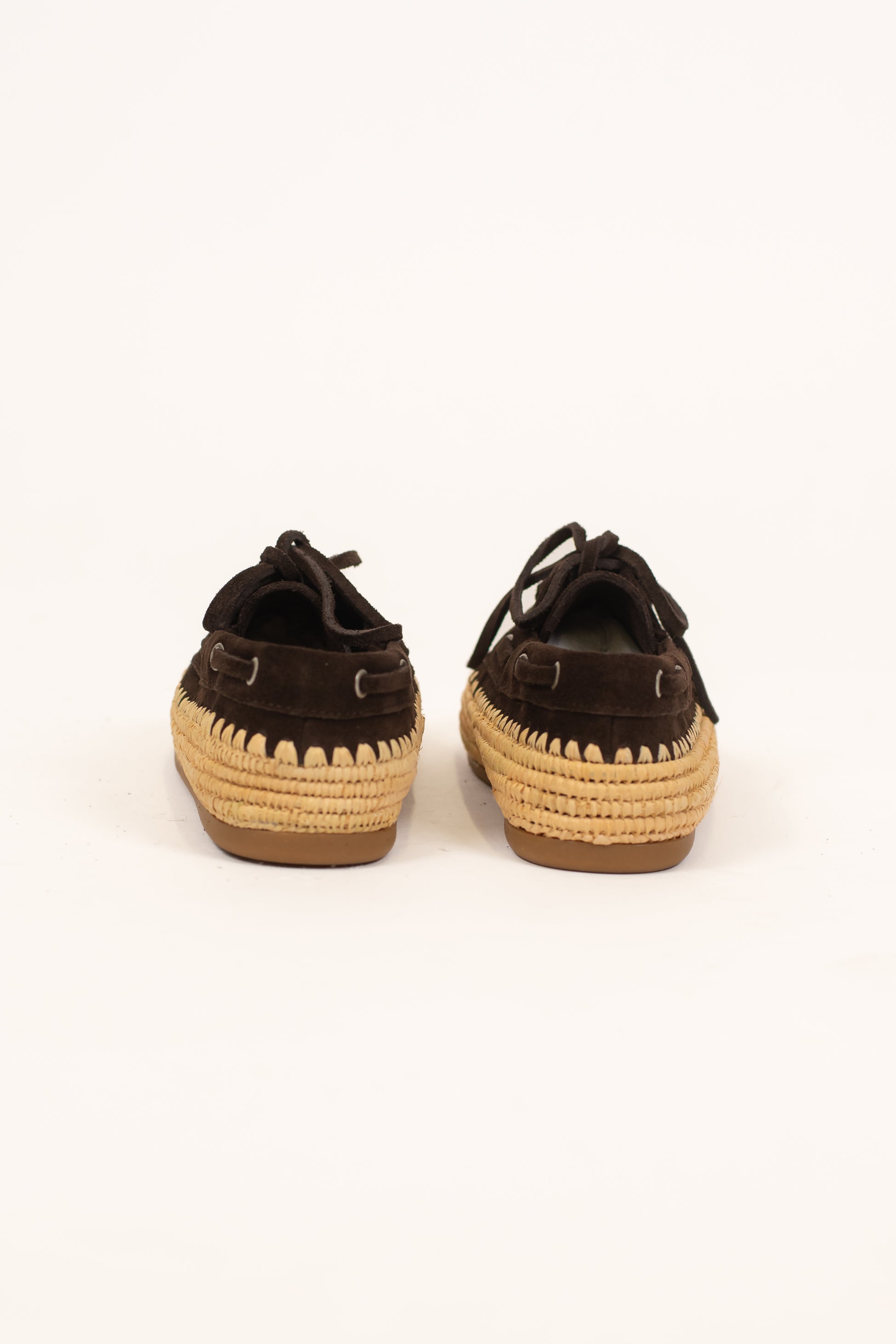 Ovyé - Mocassino in suede con lacci e bordo in corda