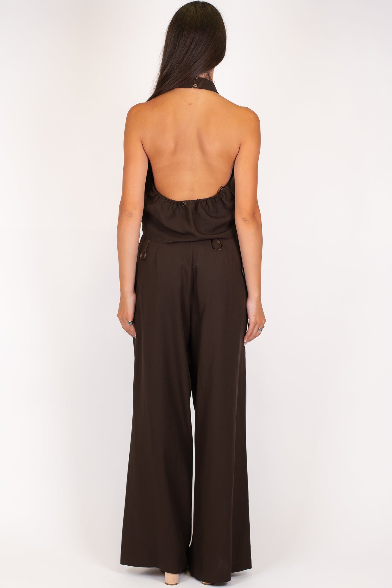 Dixie - Coordinato viscosa/lino  Top a fascia incrociato e pantalone palazzo