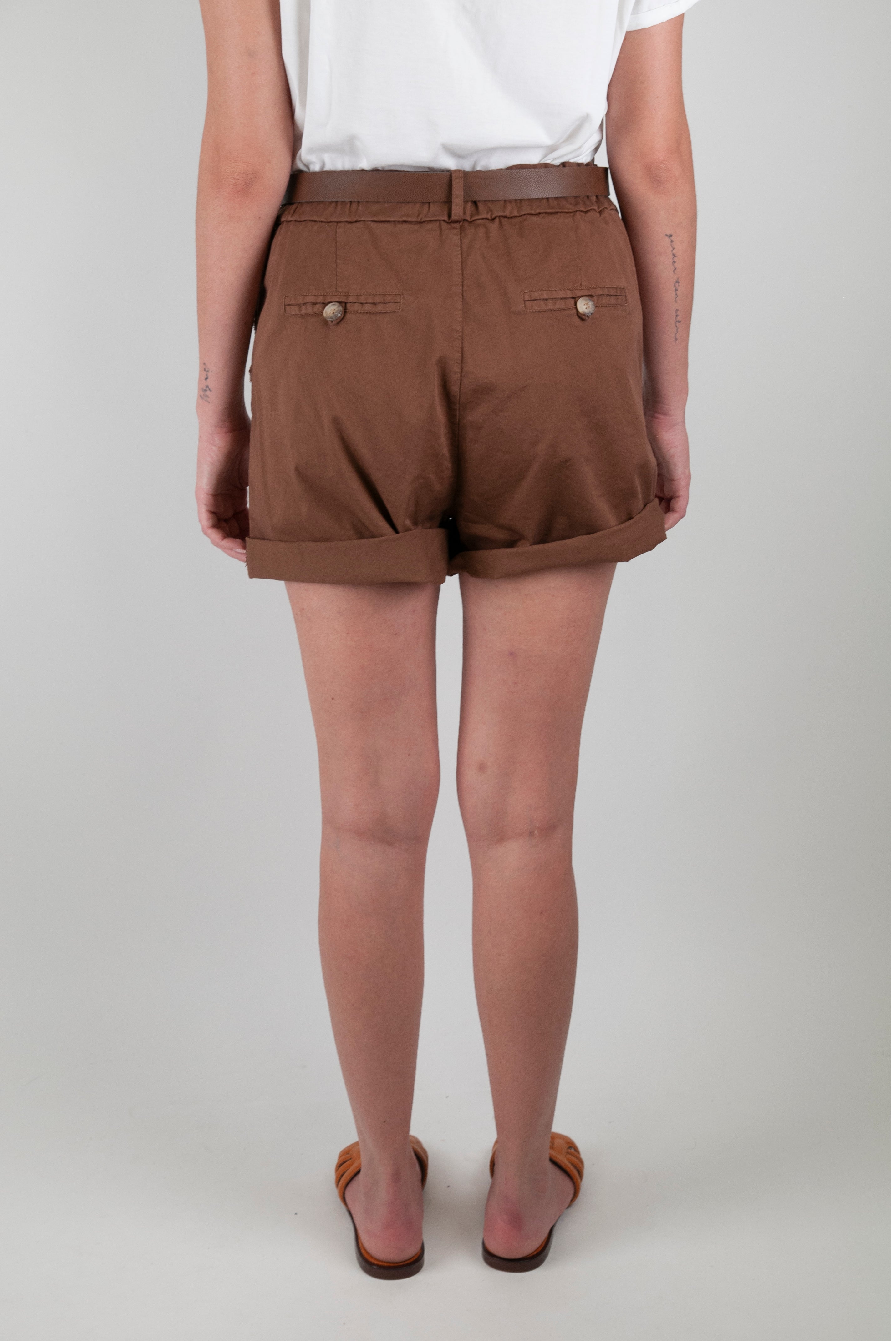 Motel - Shorts con elastico in vita e tasca sfrangiata