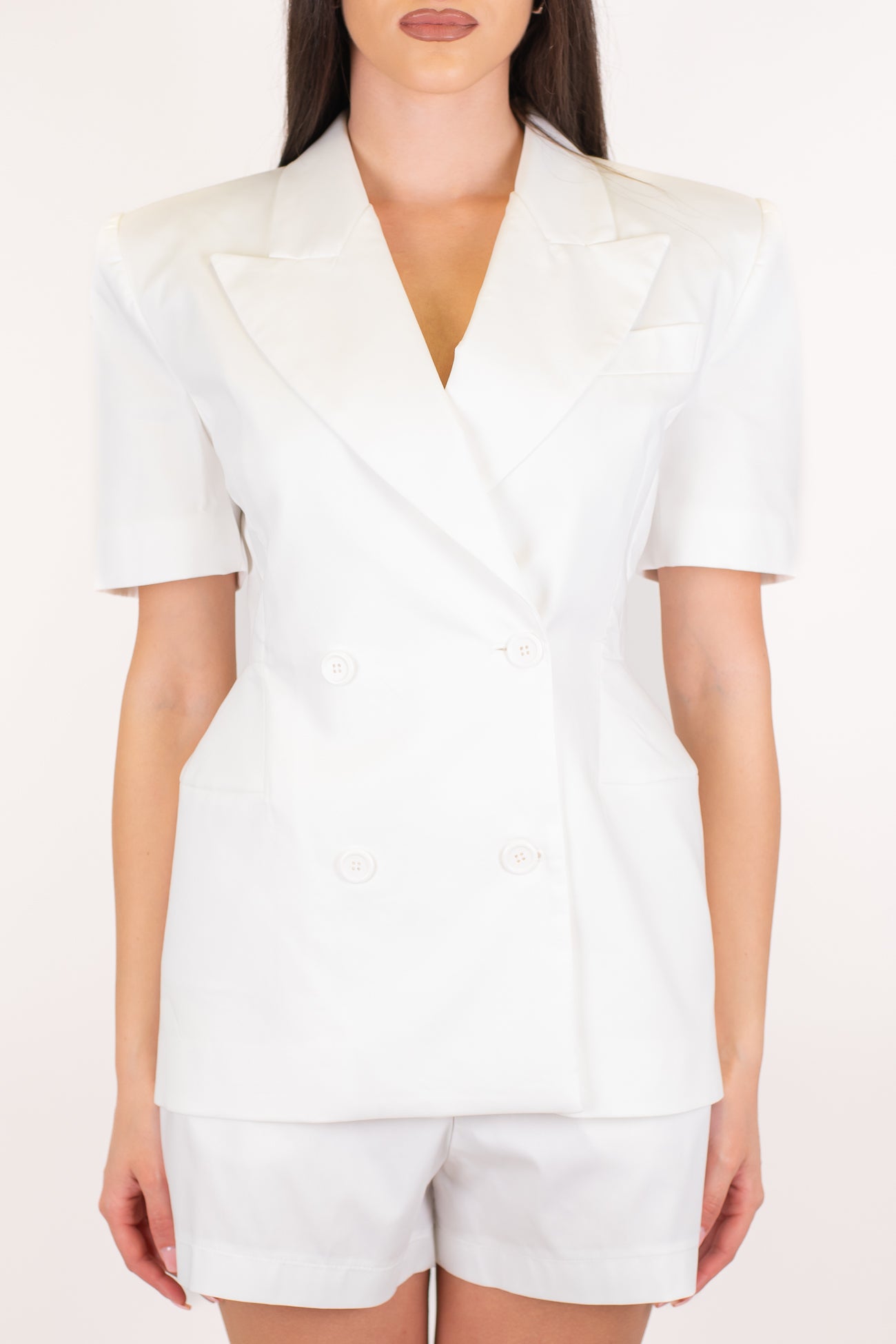 Dixie - Coordinato giacca doppiopetto sfiancata con spalline e shorts