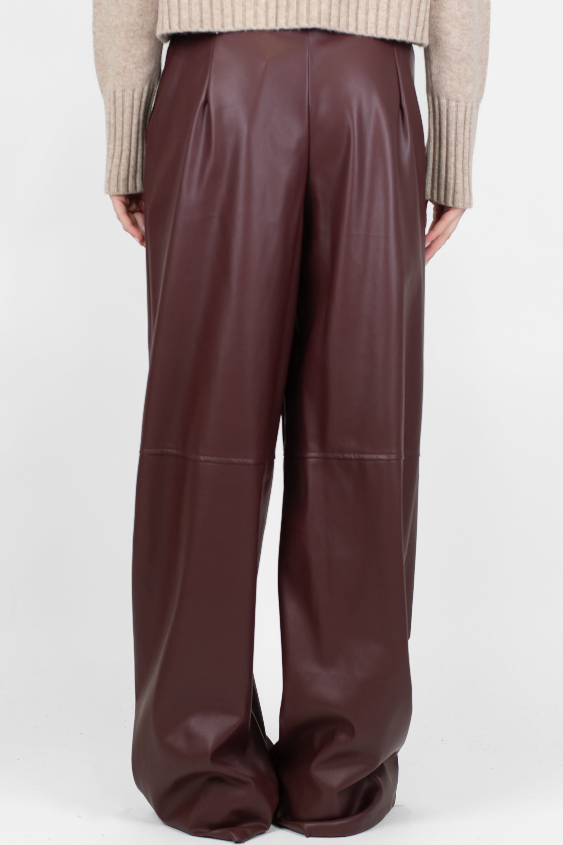 Dixie - Pantalone palazzo vita alta in ecopelle