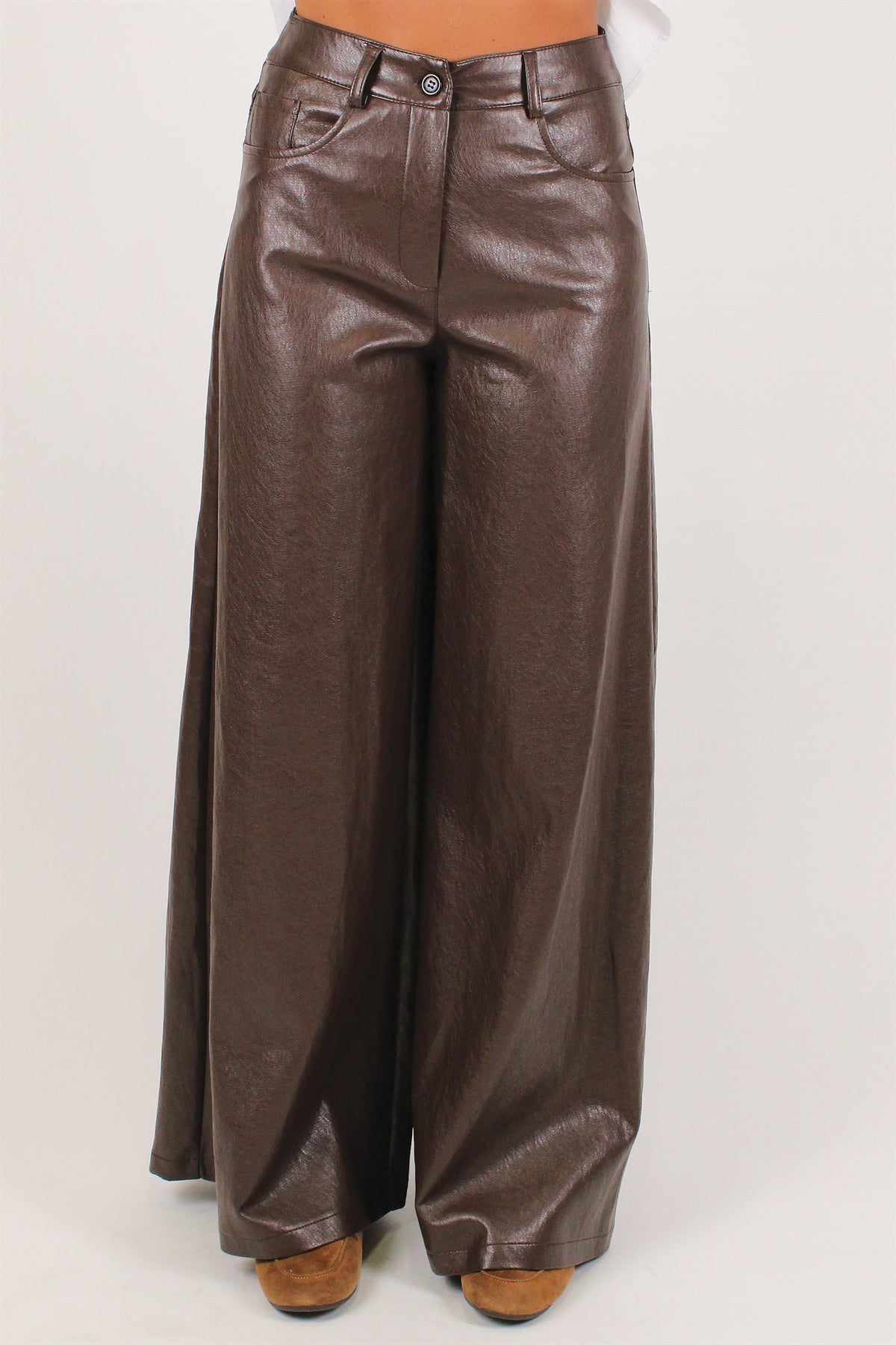 Haveone - Pantalone palazzo in ecopelle
