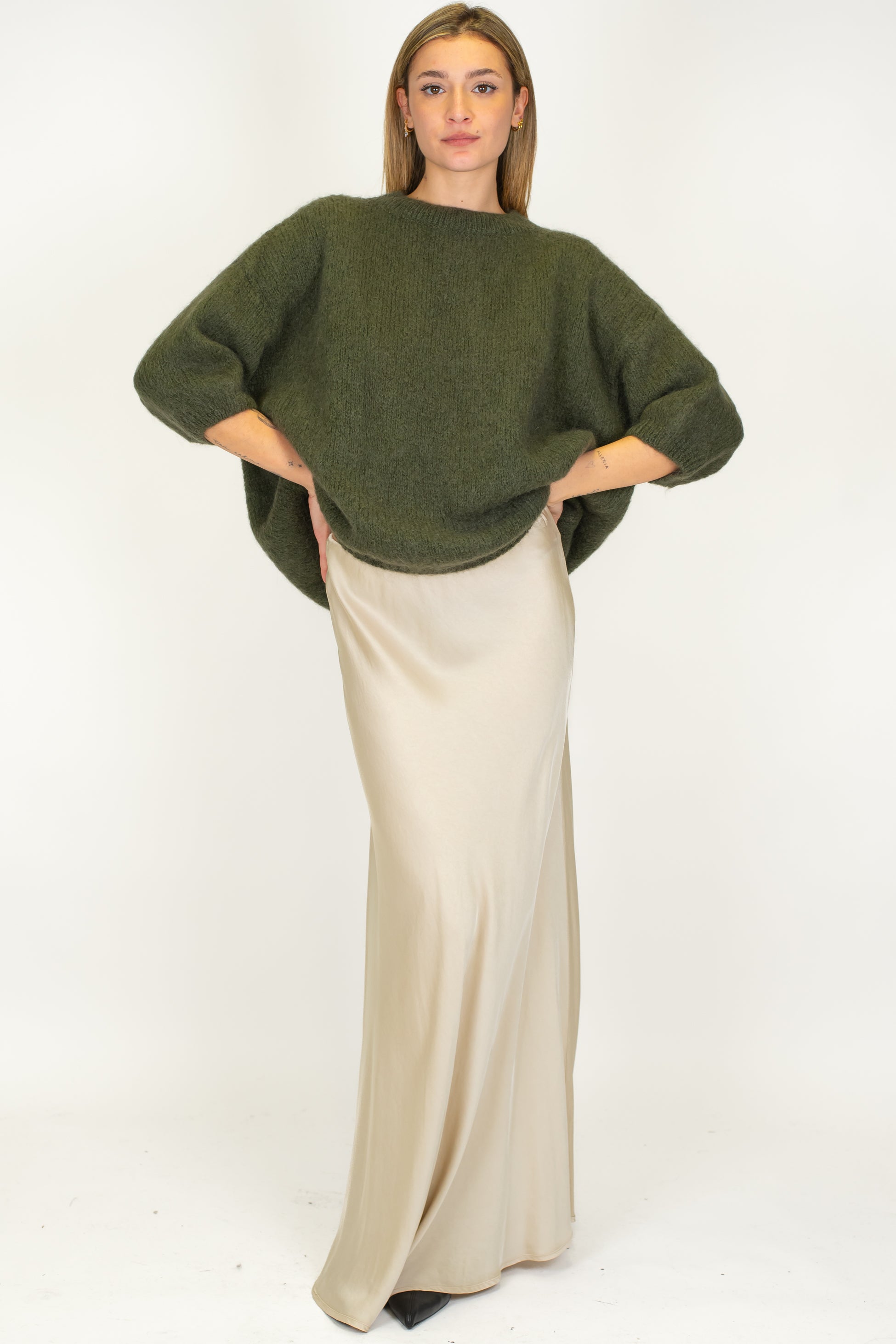 Dixie - Maglia over in misto lana con manica tre quarti