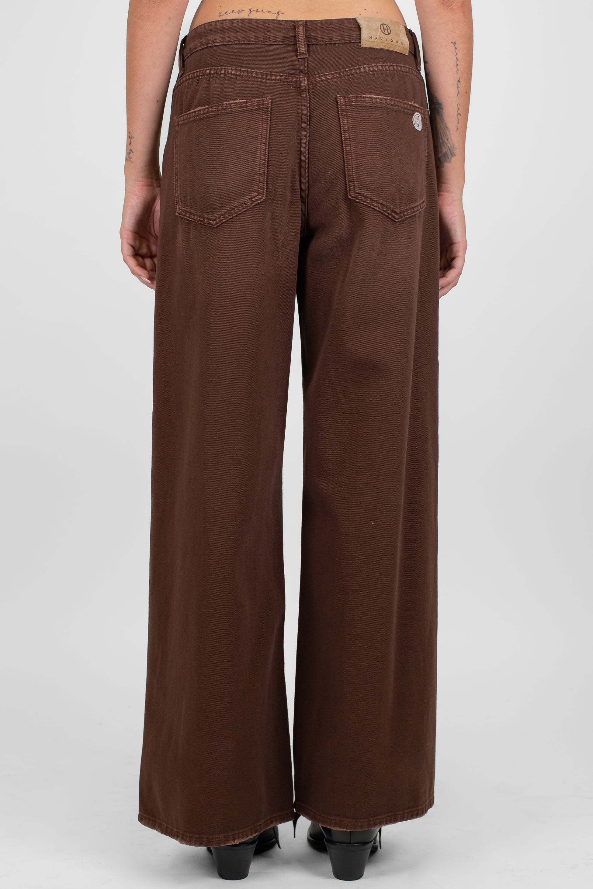 Haveone - Pantalone palazzo modello Tokyo in denim colorato