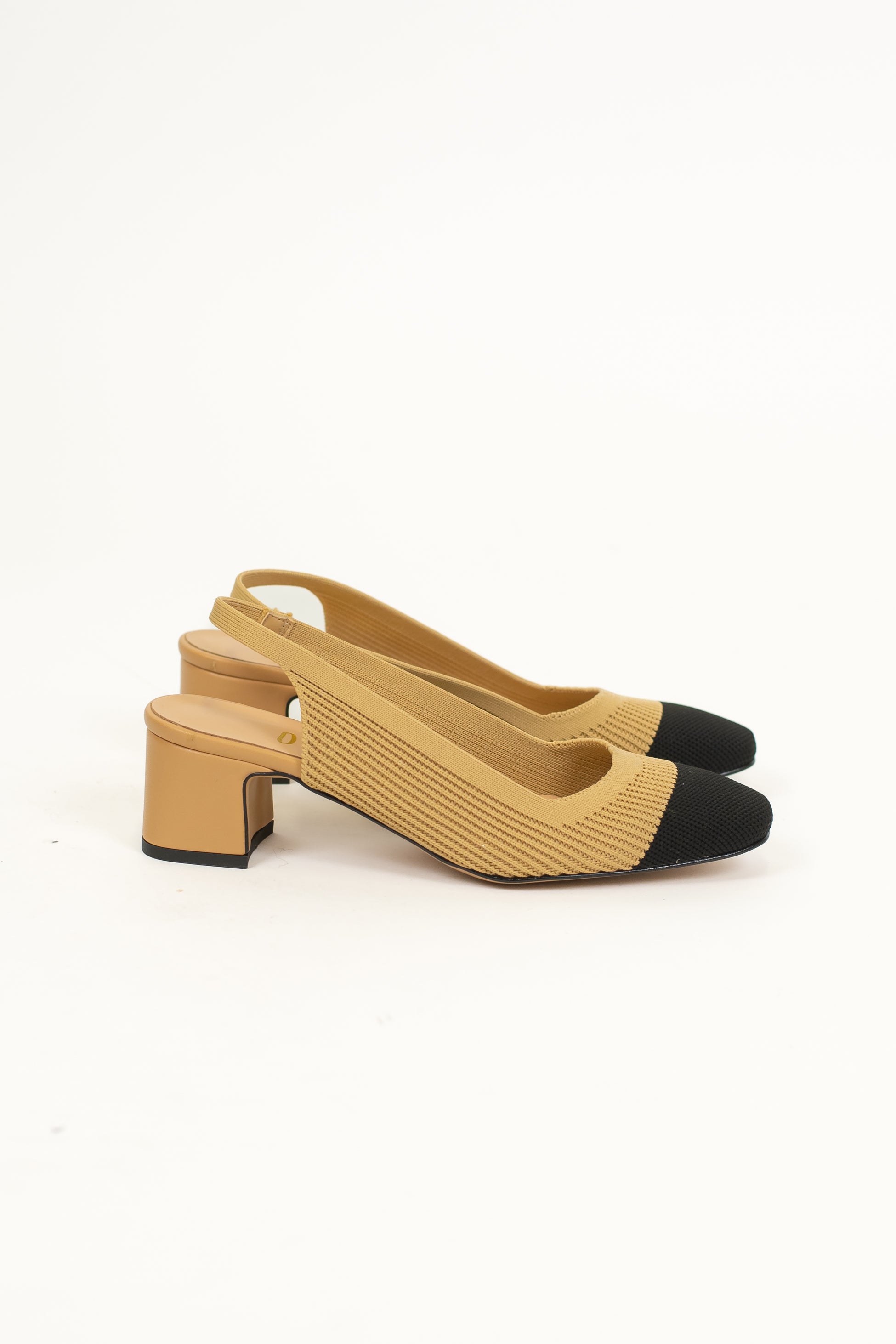 Ovyé - Slingback in maglia tramata con punta a contrasto